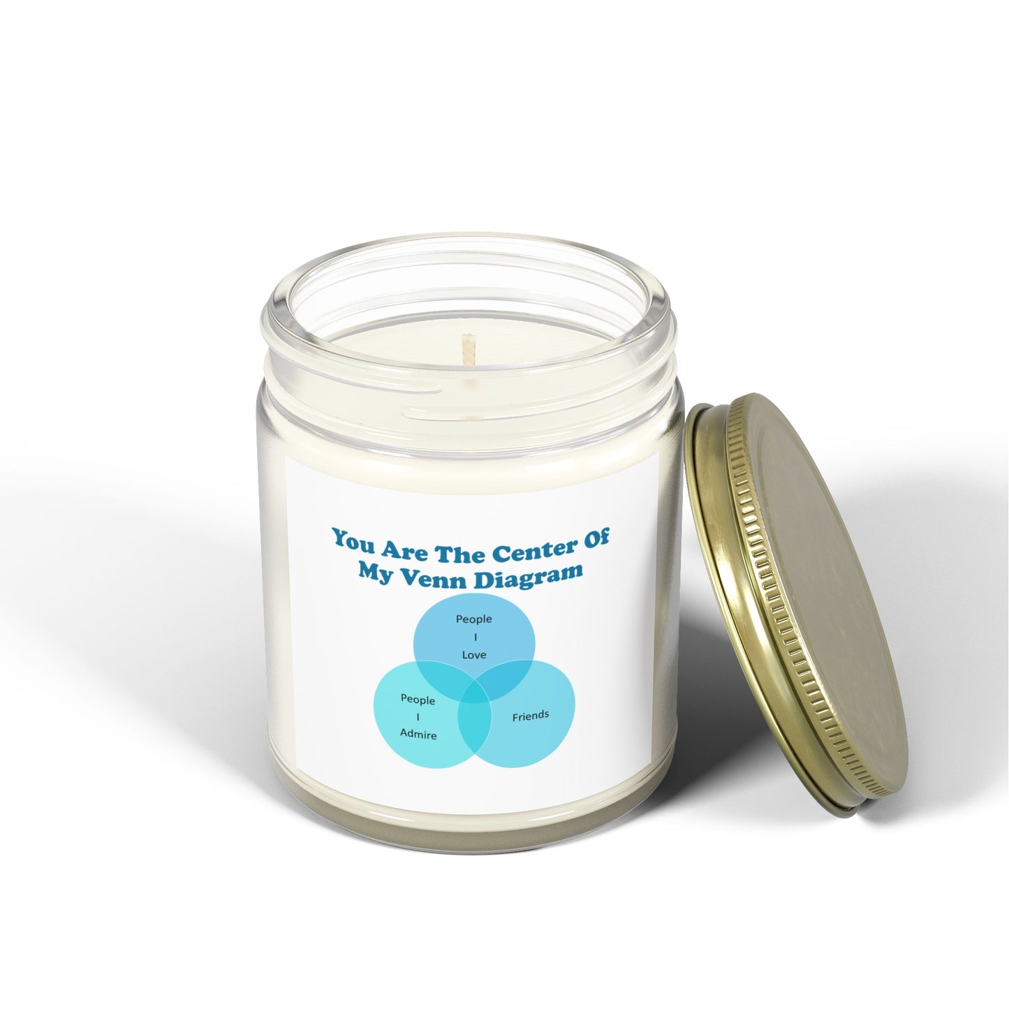 You Are The Center Of My Venn Diagram Blue Scented Candles, Coconut Apricot Wax (4oz, 9oz)