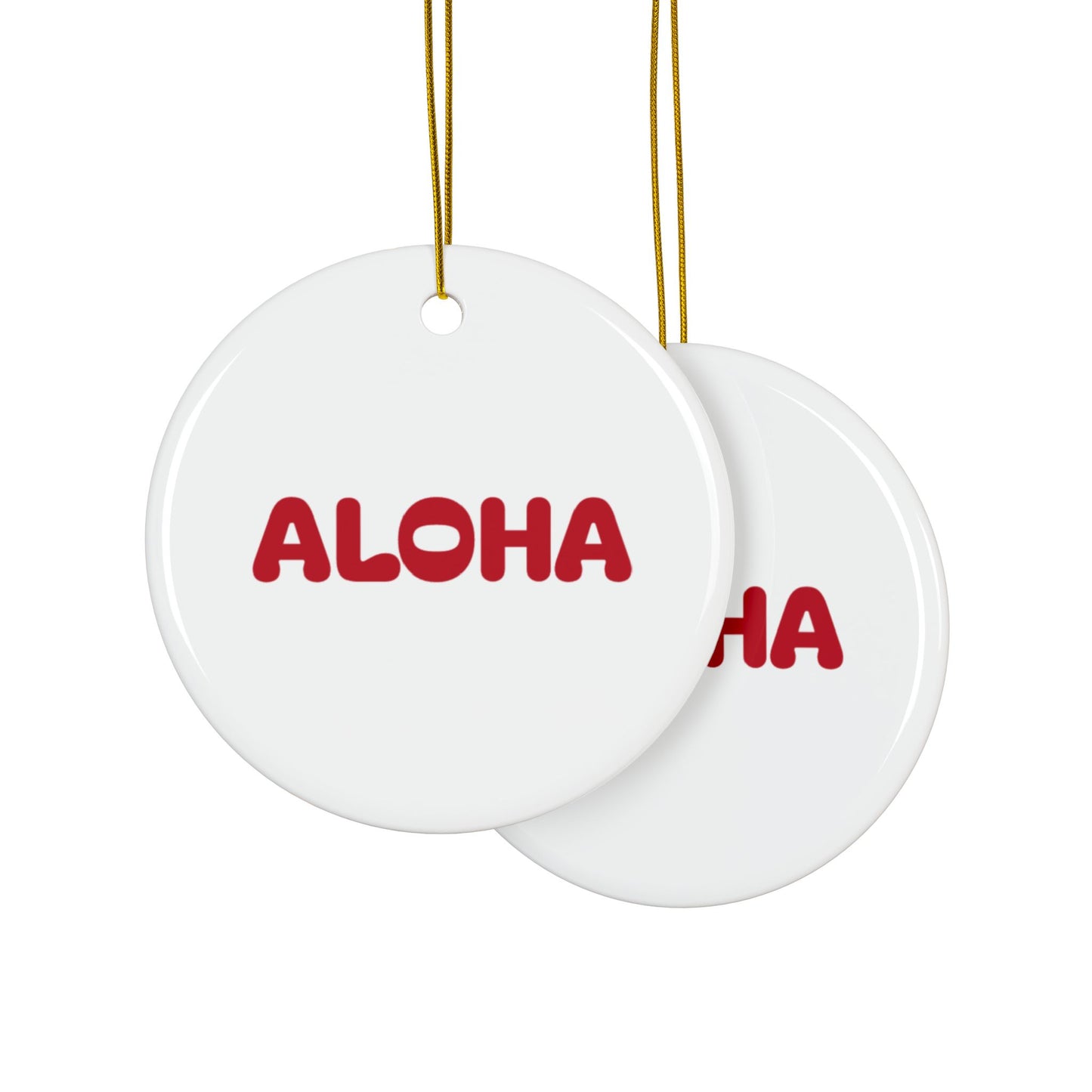 Aloha Red Decorative Ceramic Ornaments, Double-Sided (1pc, 3pcs, 5pcs, 10pcs)