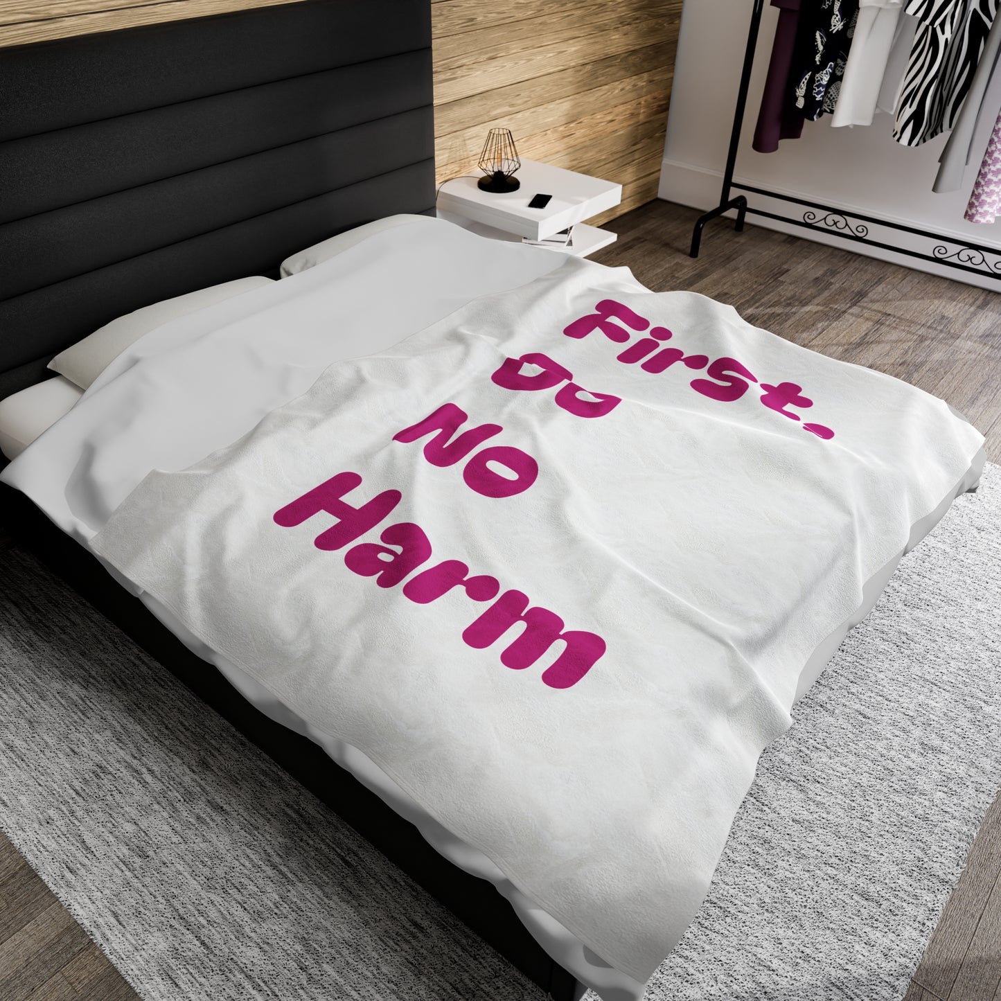 First Do No Harm Pink Velveteen Plush Blanket