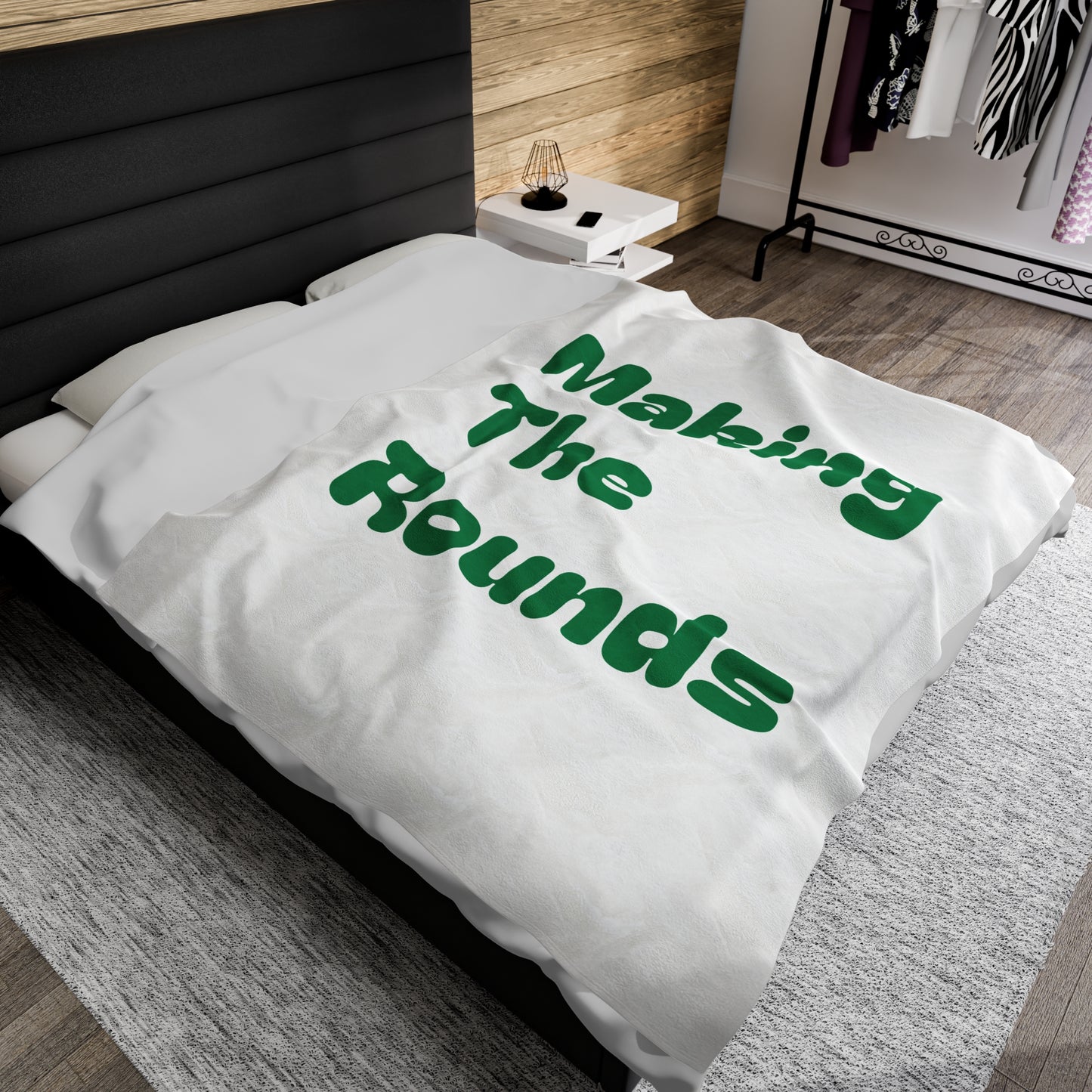 Making The Rounds Green Velveteen Plush Blanket