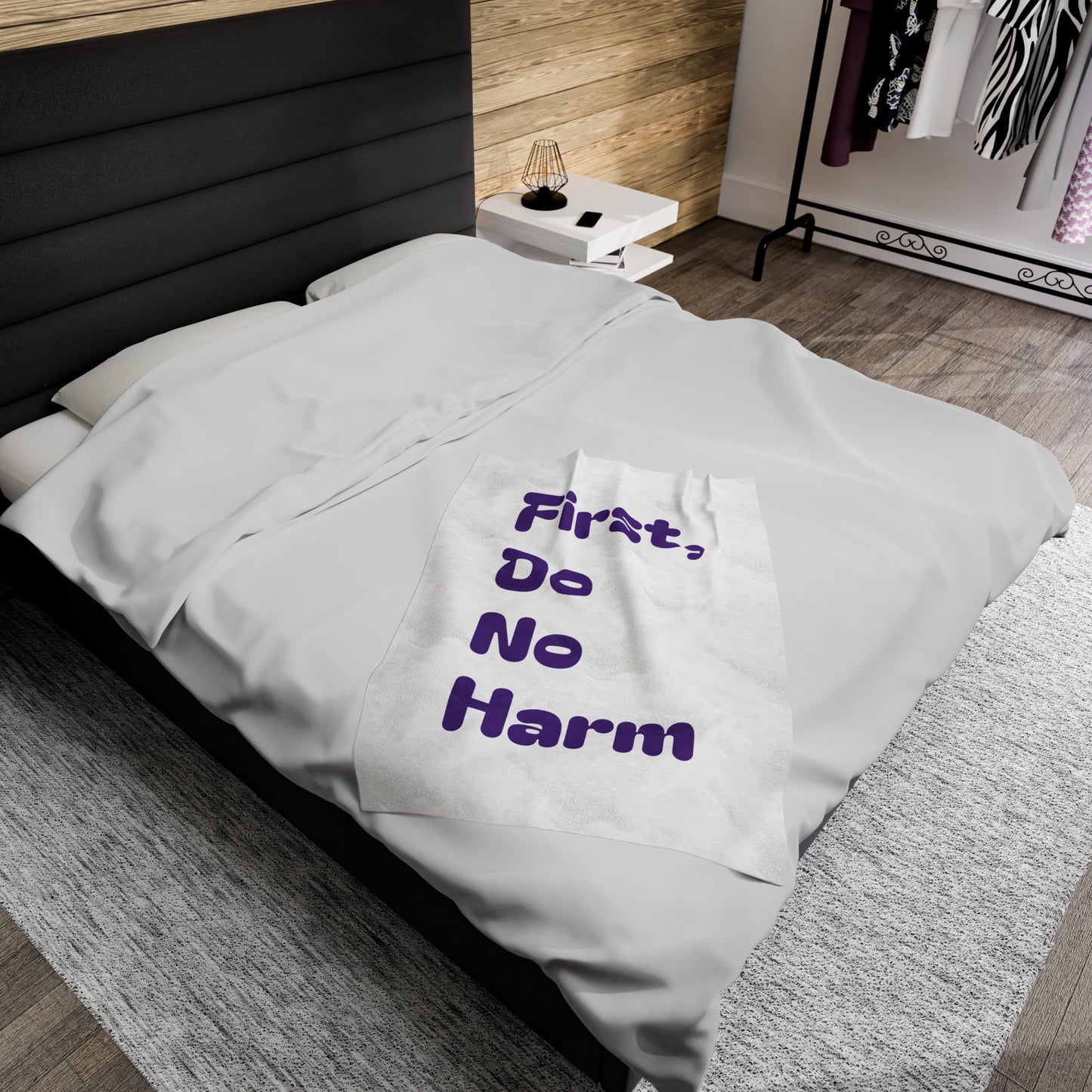 First Do No Harm Purple Velveteen Plush Blanket