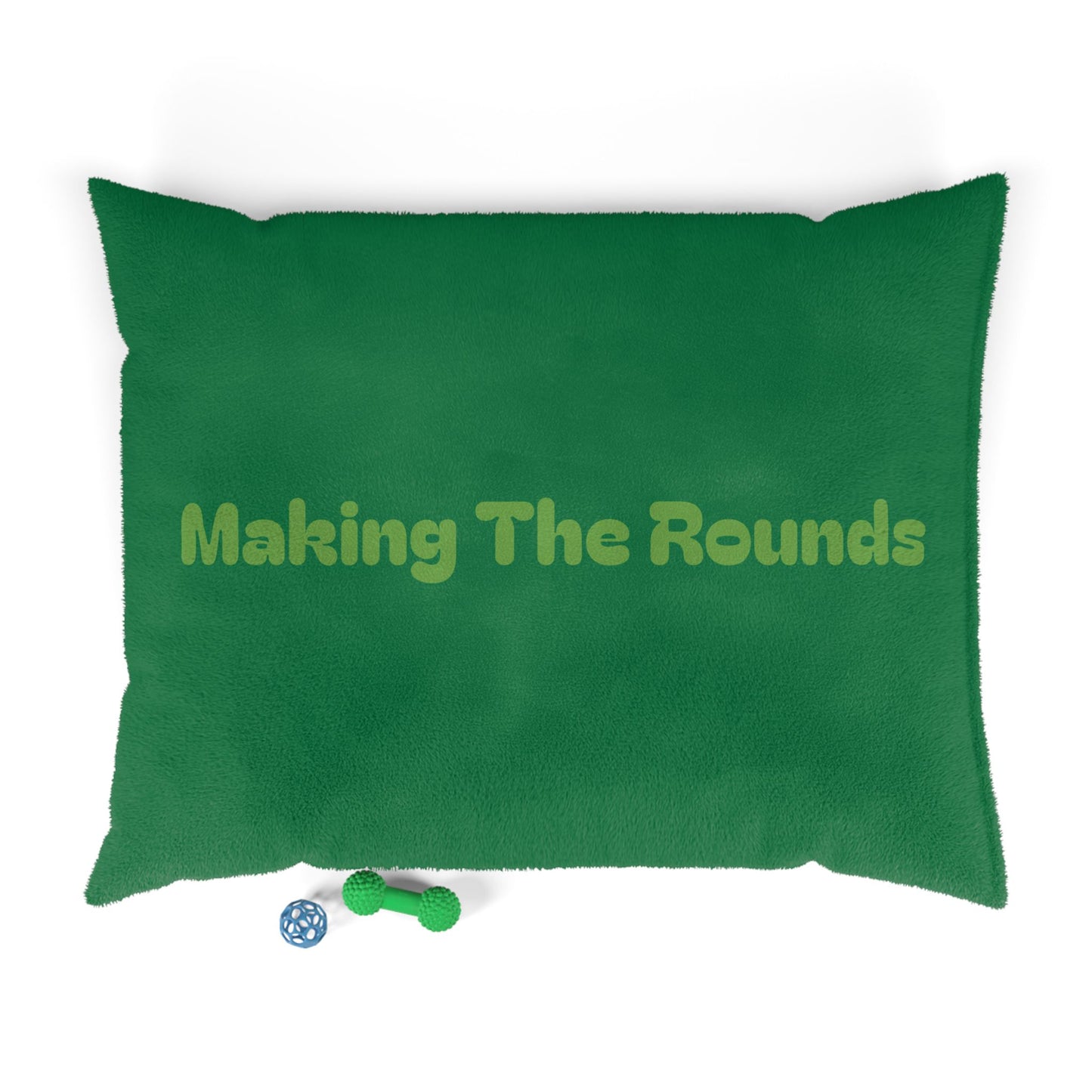 Making The Rounds Dark Green with Light Green Pet Bed