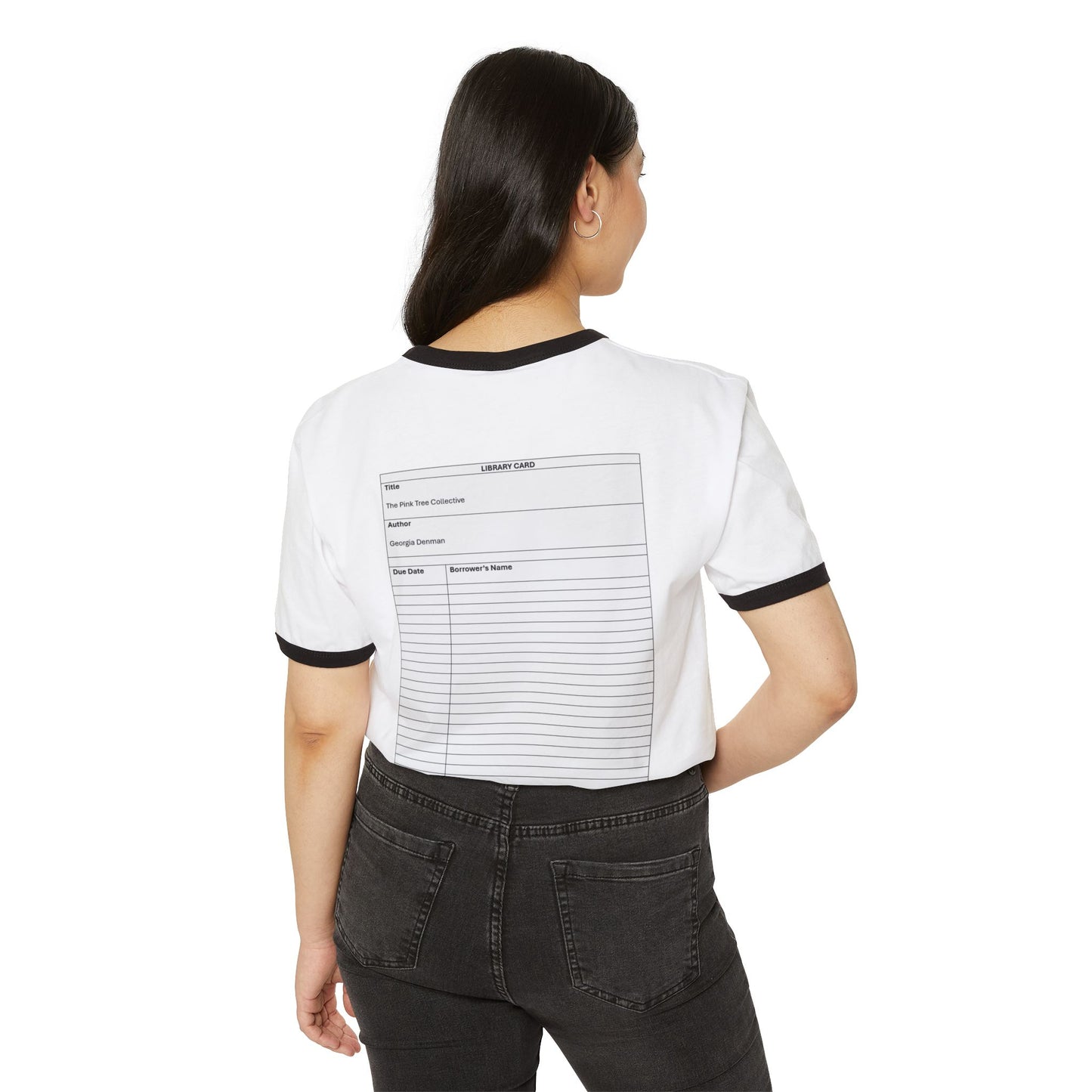 The Pink Tree Collective Library Card Unisex Cotton Ringer T-Shirt