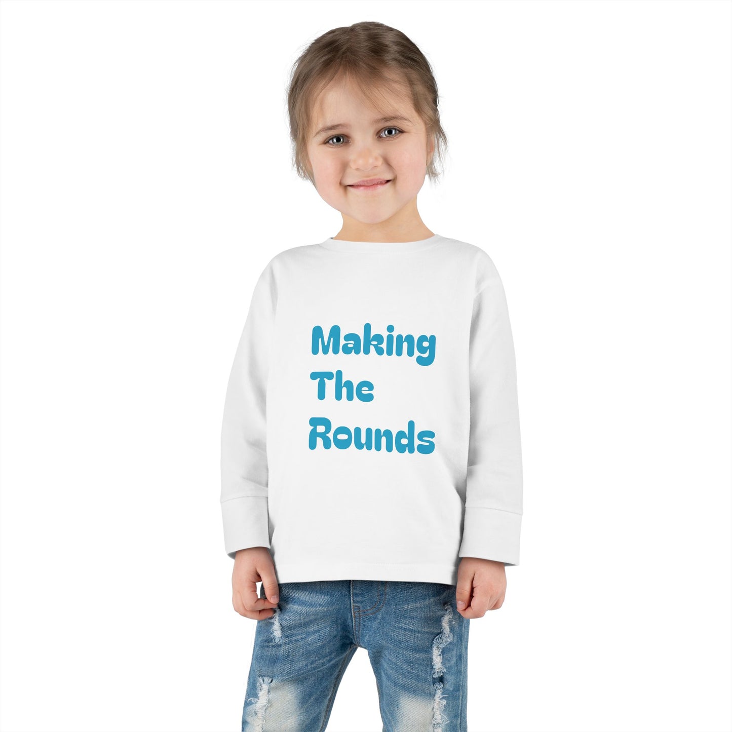 Making The Rounds Blue Toddler Long Sleeve Tee