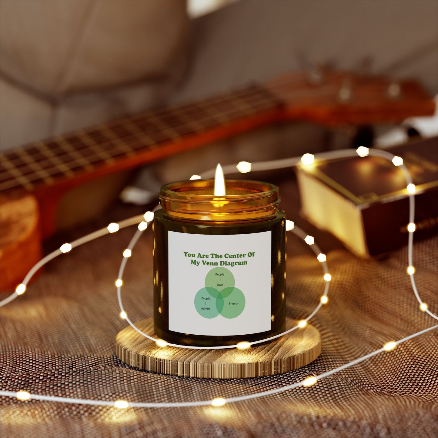 You Are The Center Of My Venn Diagram Green Scented Candles, Coconut Apricot Wax (4oz, 9oz)