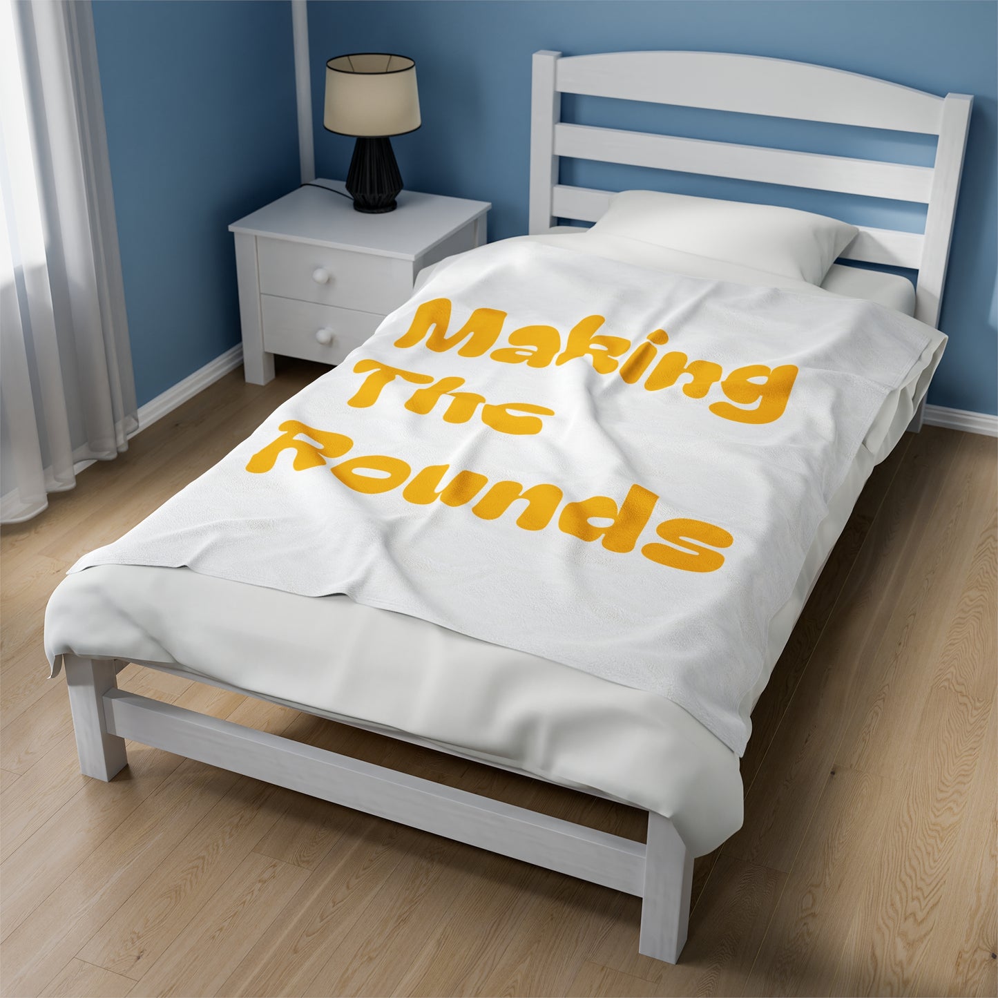 Making The Rounds Yellow Velveteen Plush Blanket