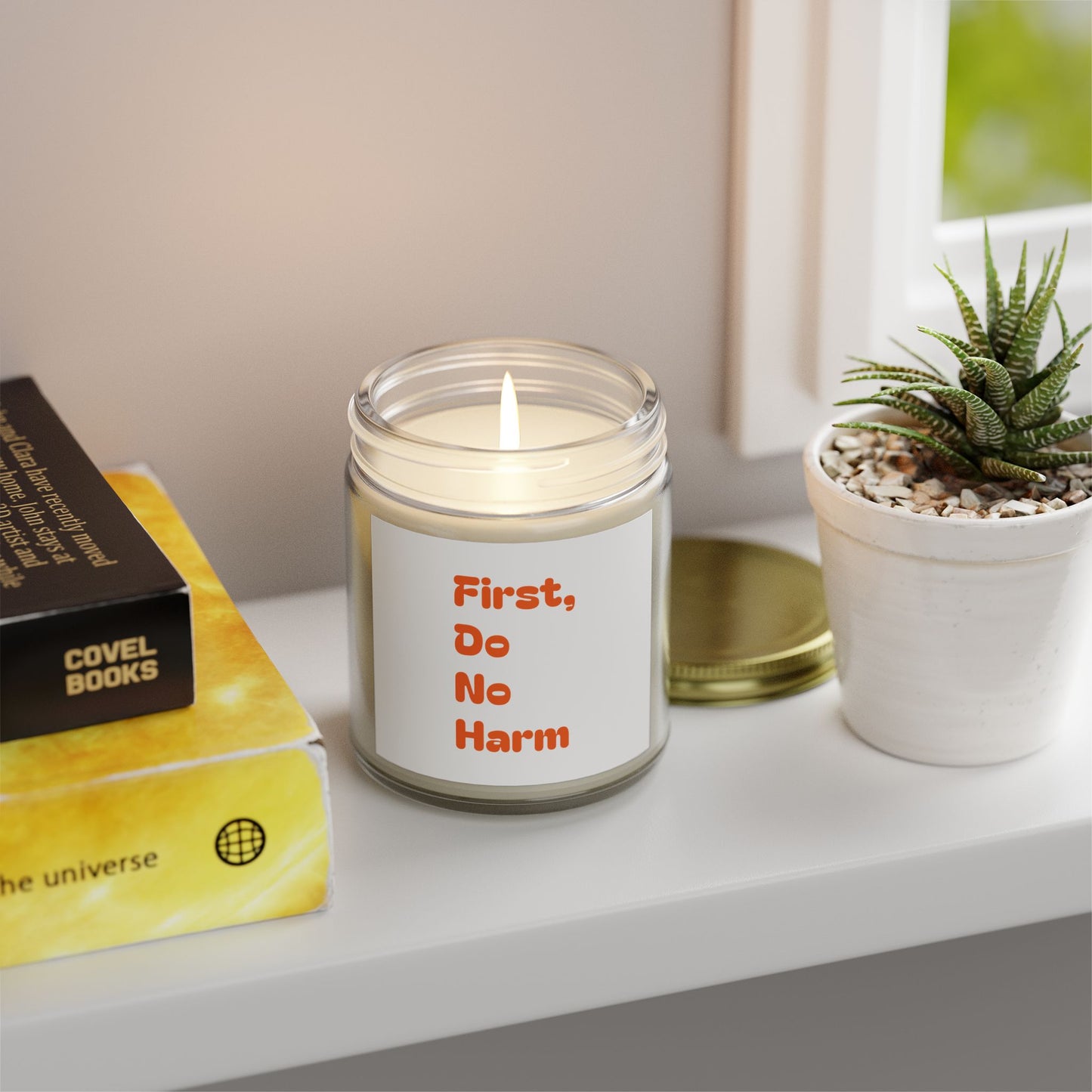 First Do No Harm Orange Scented Candles, Coconut Apricot Wax (4oz, 9oz)