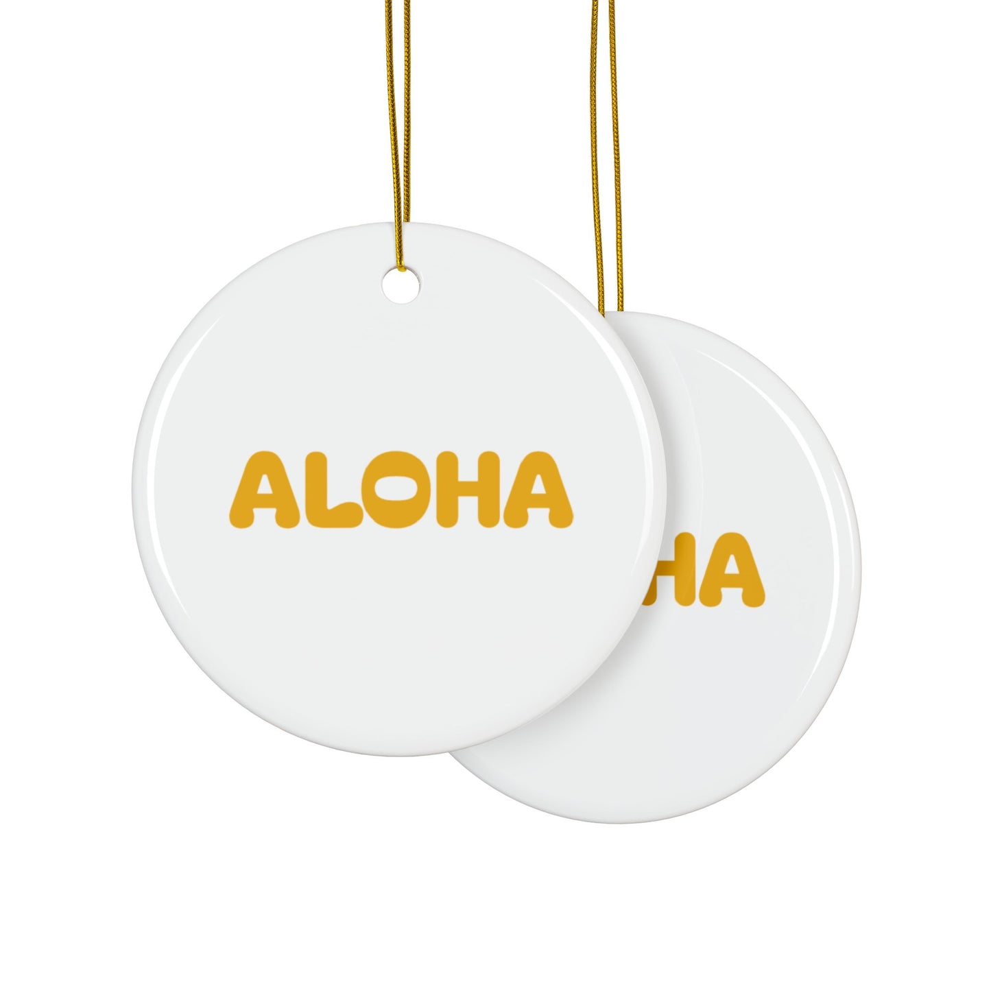 Aloha Yellow Decorative Ceramic Ornaments, Double-Sided (1pc, 3pcs, 5pcs, 10pcs)