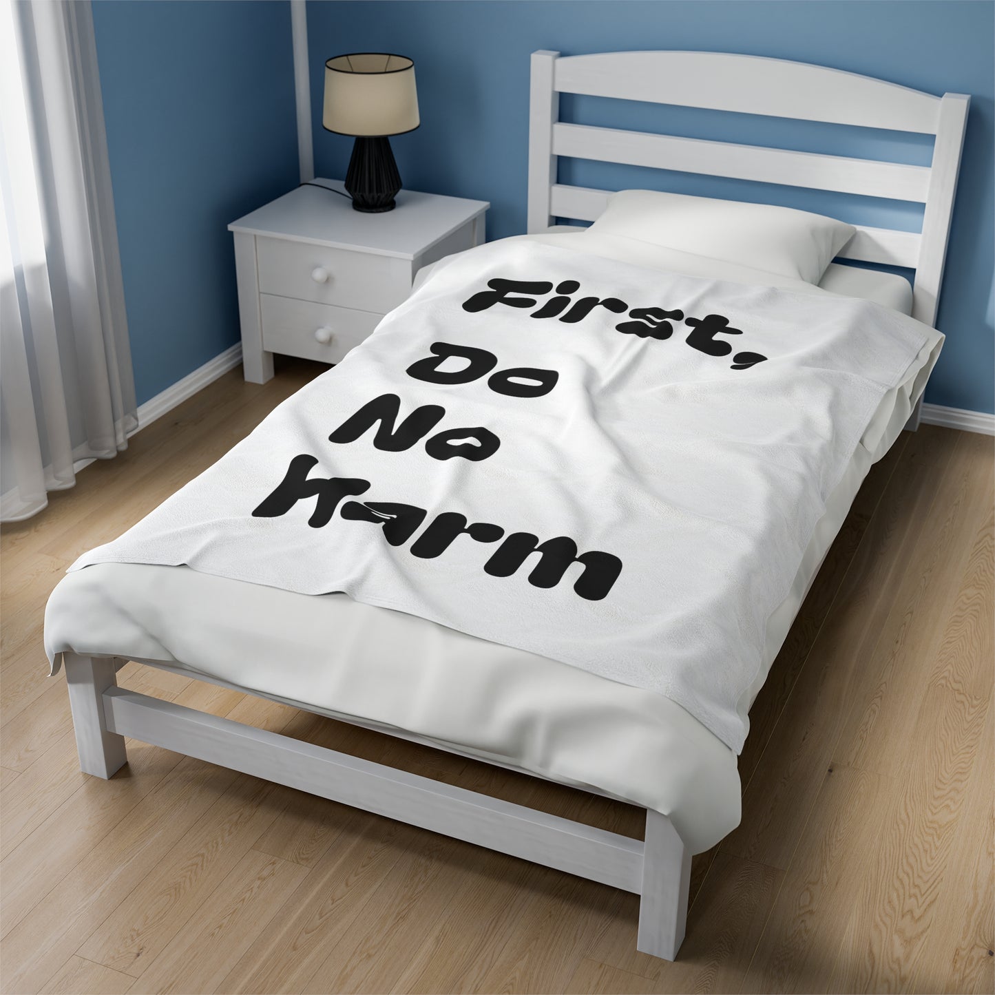 First Do No Harm Black Velveteen Plush Blanket