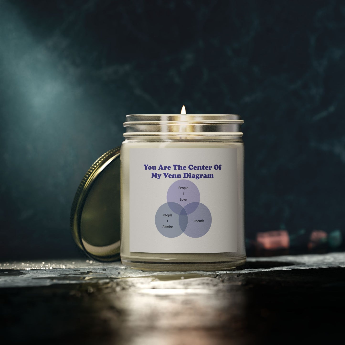 You Are The Center Of  My Venn Diagram purple Scented Candles, Coconut Apricot Wax (4oz, 9oz)