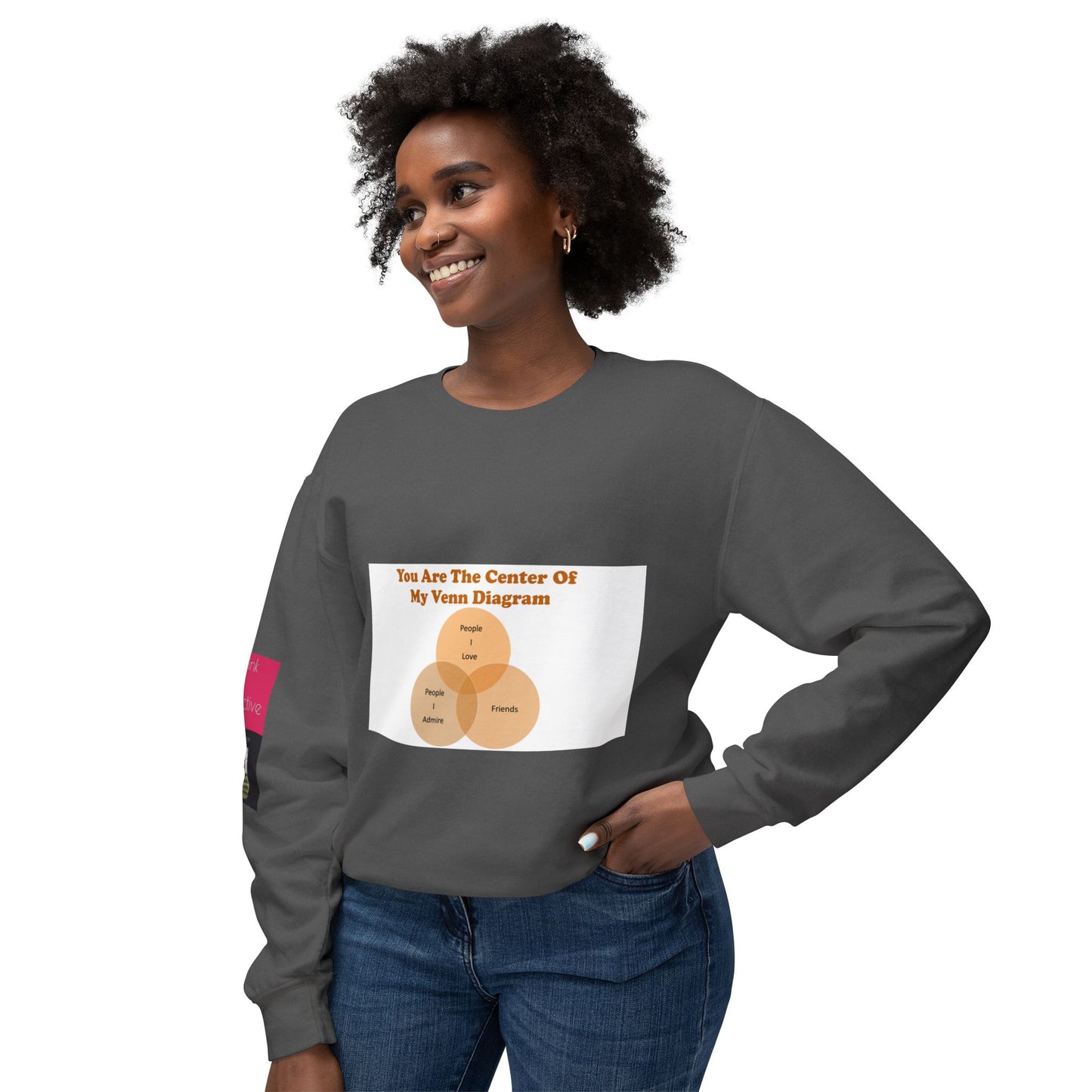 You Are The Center Of My Venn Diagram Orange Unisex Lightweight Crewneck Sweatshirt