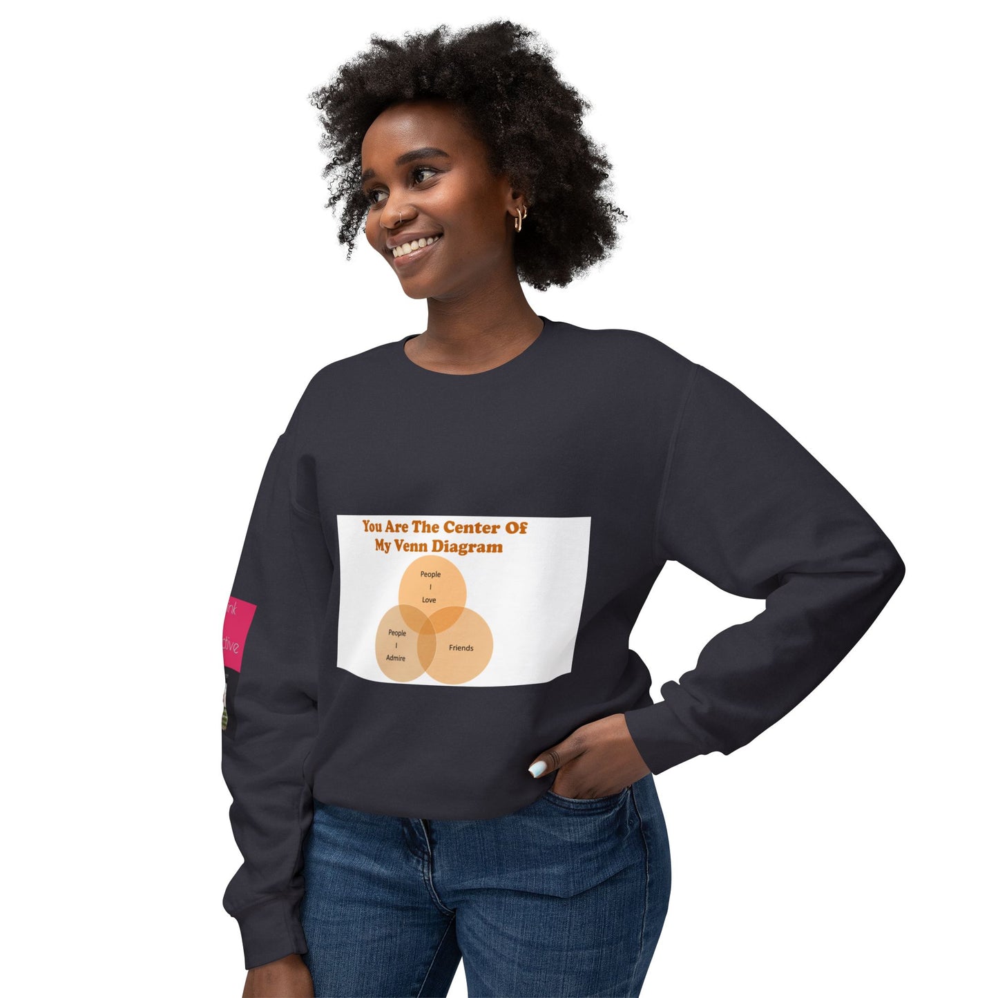 You Are The Center Of My Venn Diagram Orange Unisex Lightweight Crewneck Sweatshirt