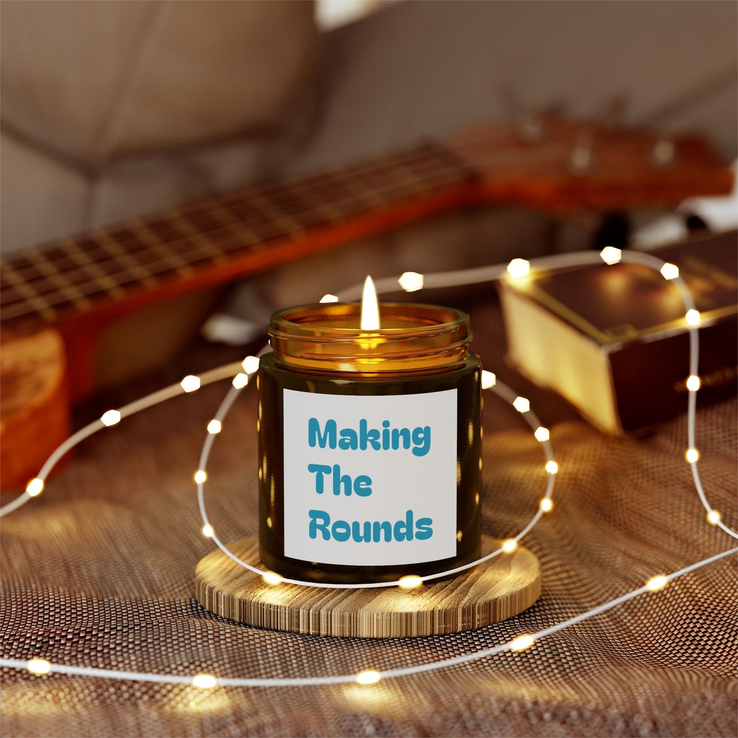 Making The Rounds Blue Scented Candles, Coconut Apricot Wax (4oz, 9oz)