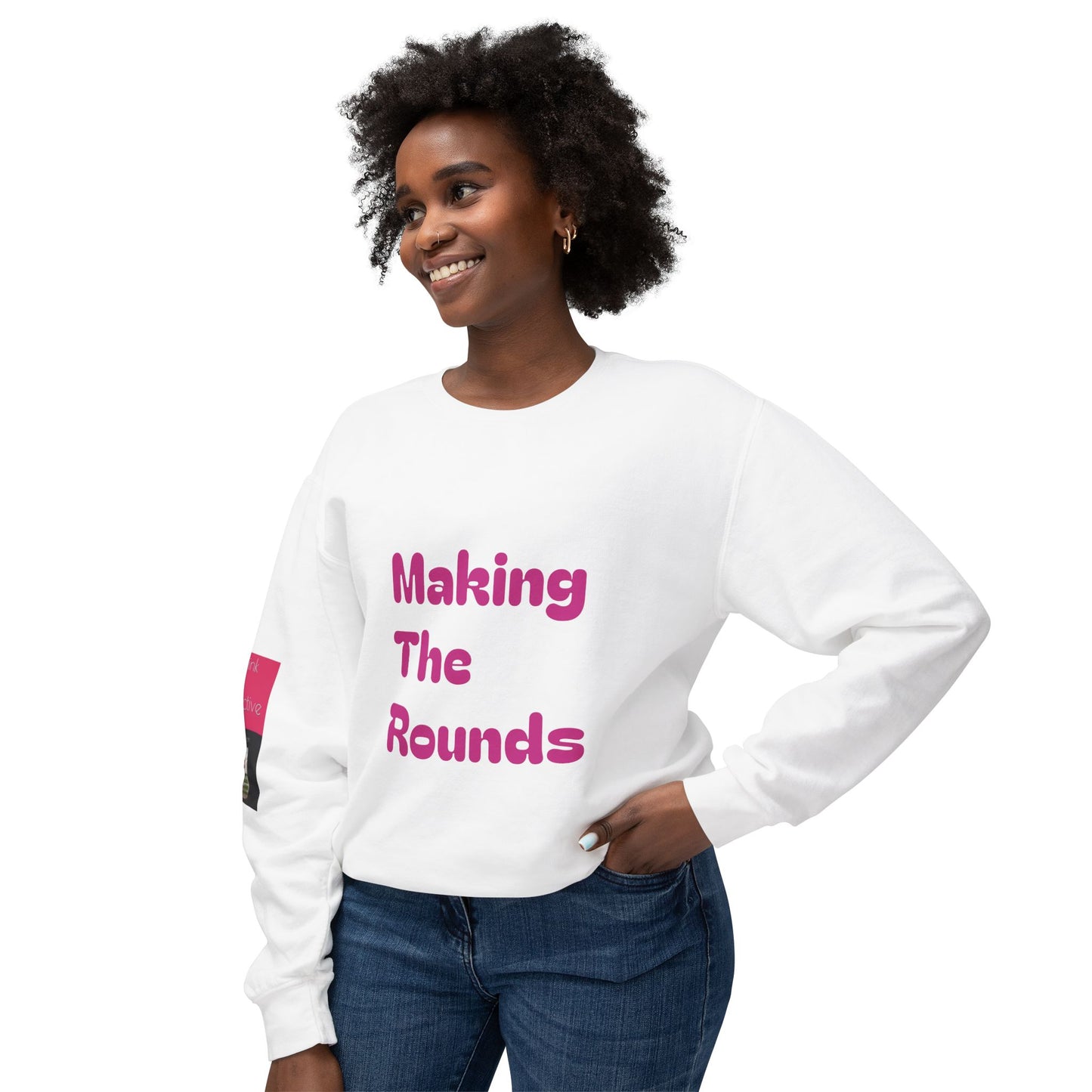 Making The Rounds Pink Unisex Lightweight Crewneck Sweatshirt