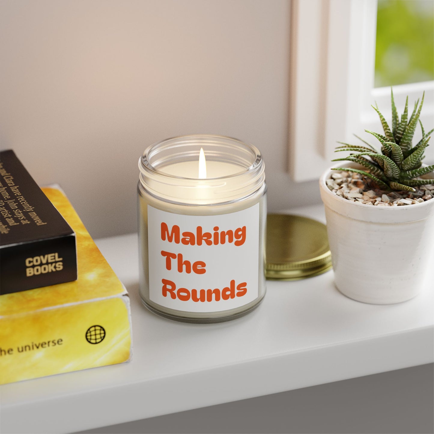 Making The Rounds Orange Scented Candles, Coconut Apricot Wax (4oz, 9oz)