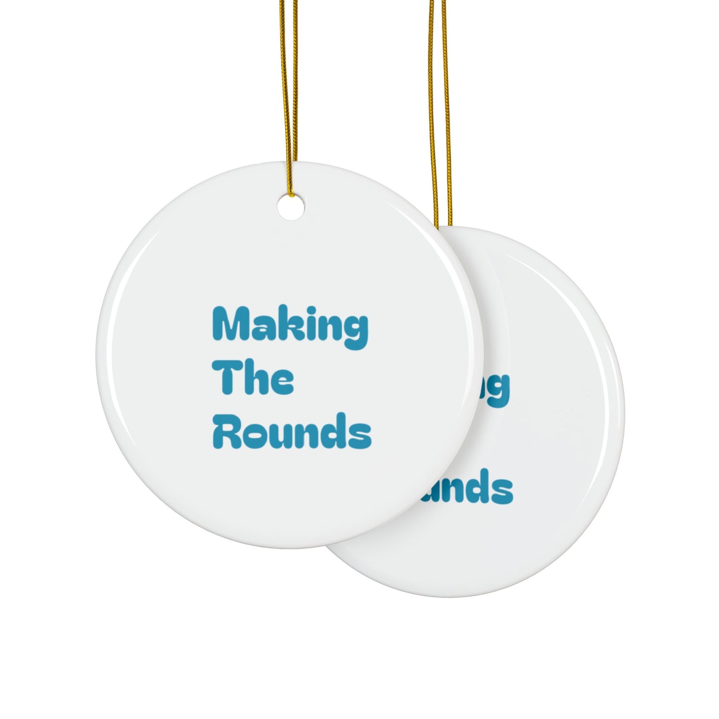 Making The Rounds Blue Ceramic Ornaments, 2-Side Print, (1pc, 3pcs, 5pcs, 10pcs)