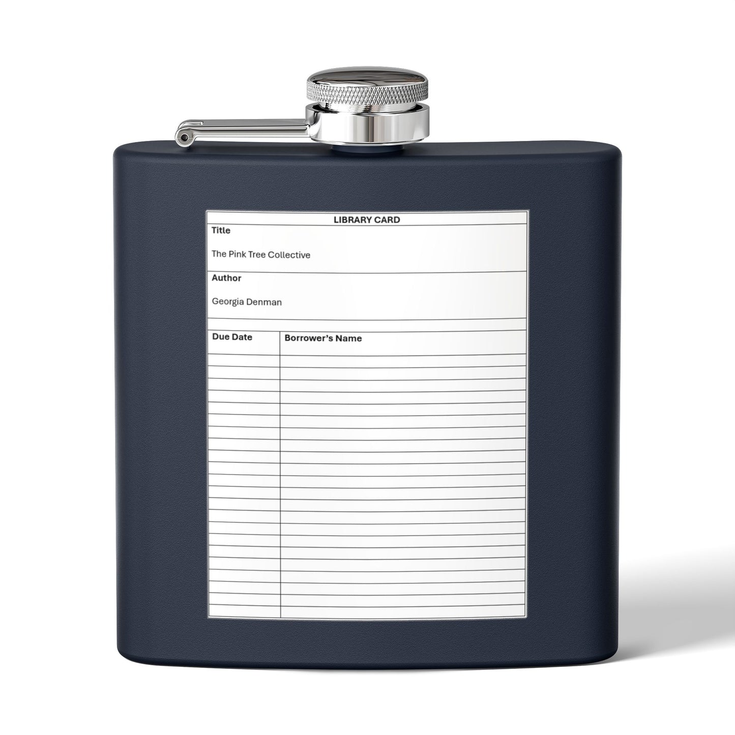 Library Card Stainless Steel Flask — 6oz Novelty Bookish Hip Flask