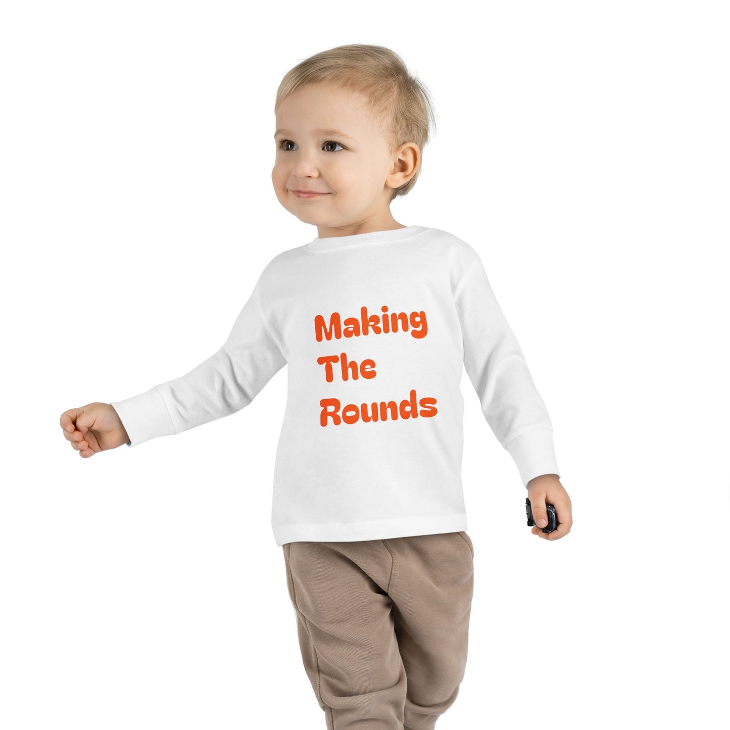 Making The Rounds Orange Toddler Long Sleeve Tee