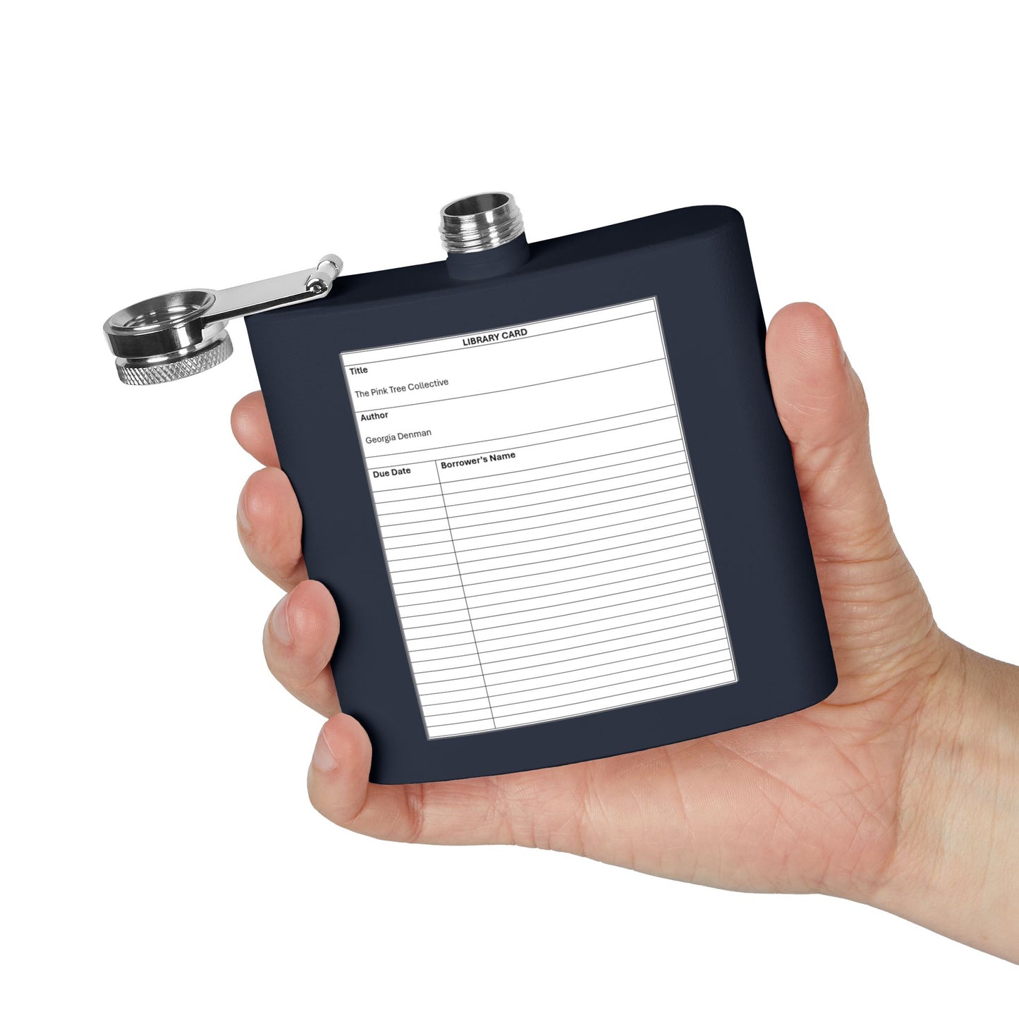 Library Card Stainless Steel Flask — 6oz Novelty Bookish Hip Flask