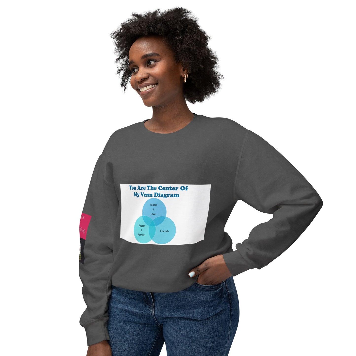 You Are The Center Of My Venn Diagram Blue Unisex Lightweight Crewneck Sweatshirt