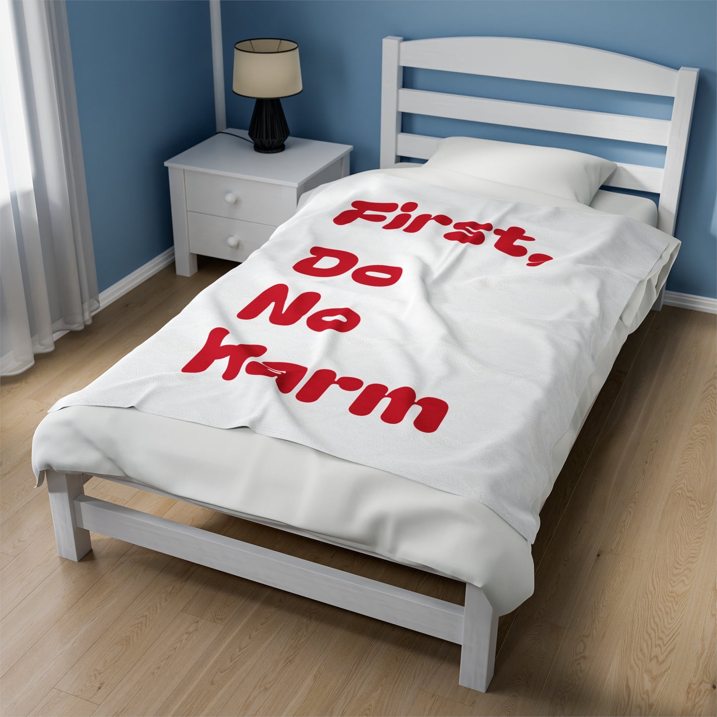 First Do No Harm Red Velveteen Plush Blanket