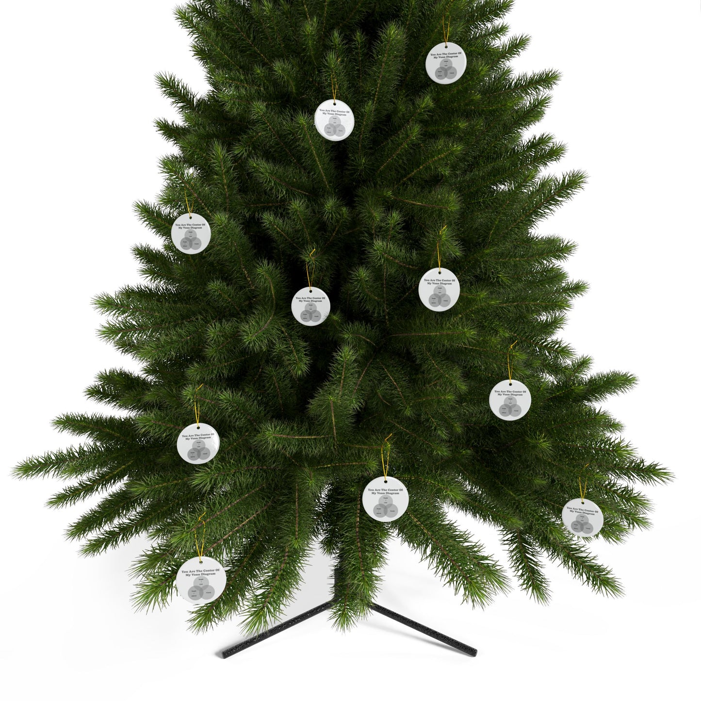 You Are The Center Of My Venn Diagram Grey / Black Ceramic Ornaments, 2-Side Print, (1pc, 3pcs, 5pcs, 10pcs)