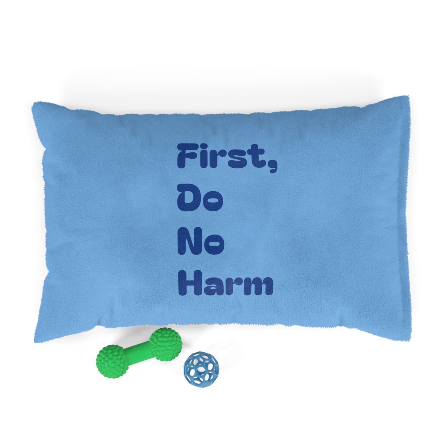 First, Do No Harm Light Blue with Dark Blue Pet Bed