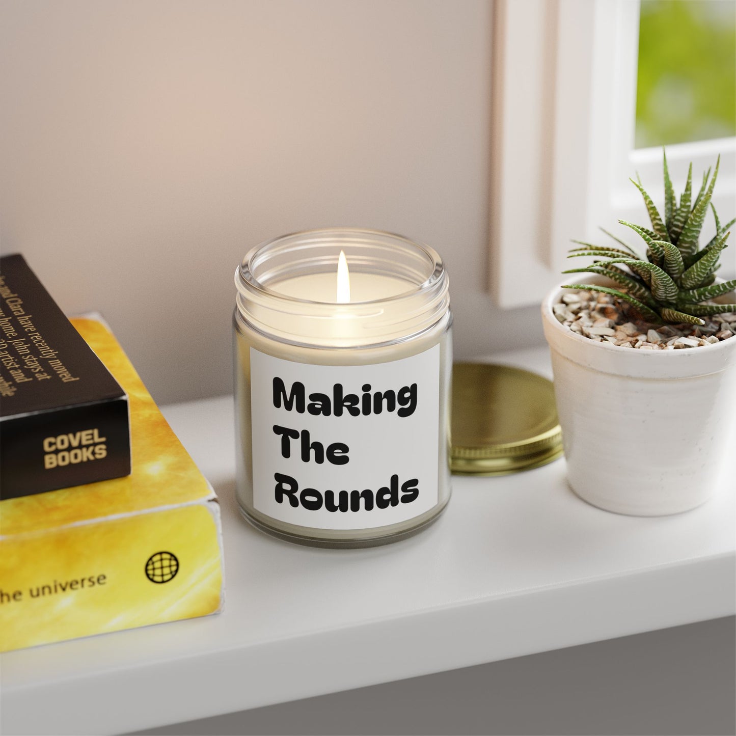 Making The Rounds Black Scented Candles, Coconut Apricot Wax (4oz, 9oz)