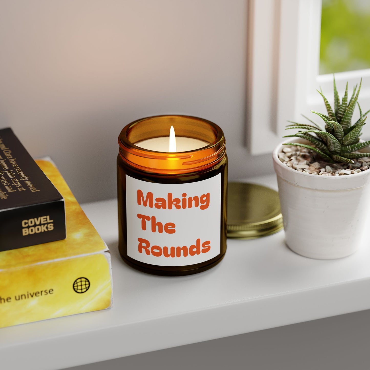 Making The Rounds Orange Scented Candles, Coconut Apricot Wax (4oz, 9oz)