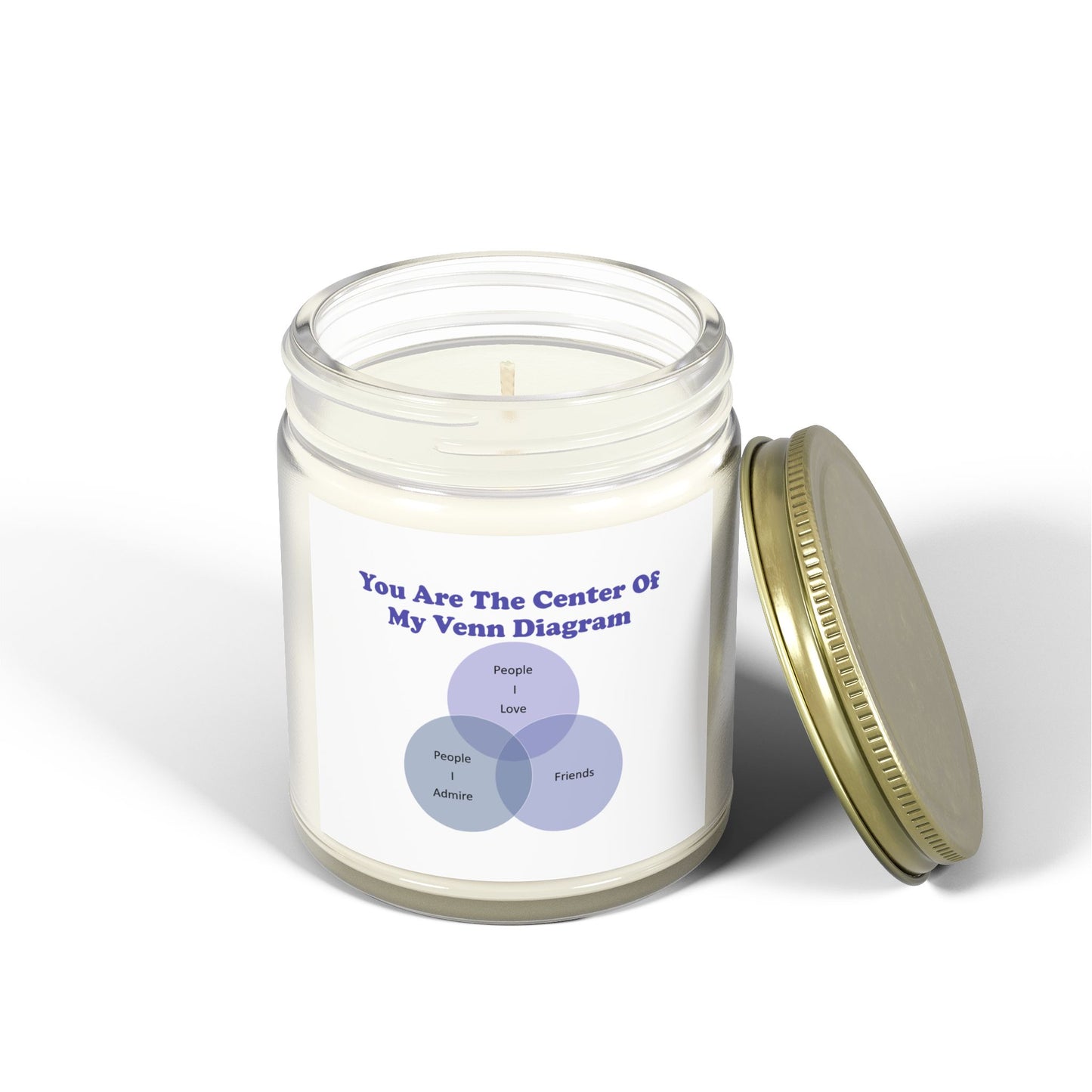 You Are The Center Of  My Venn Diagram purple Scented Candles, Coconut Apricot Wax (4oz, 9oz)