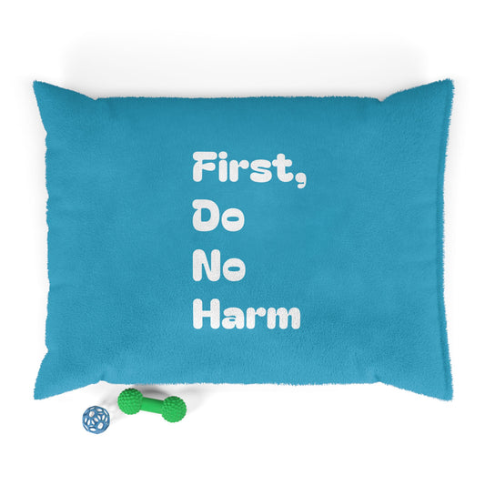 First Do No Harm Bright Blue / White Pet Bed