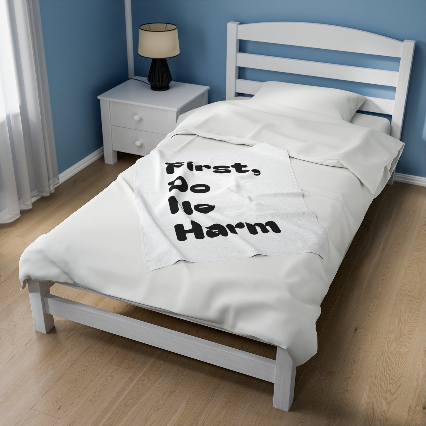 First Do No Harm Black Velveteen Plush Blanket