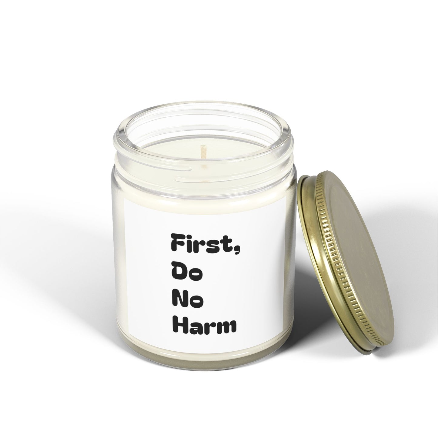 First Do No Harm black Scented Candles, Coconut Apricot Wax (4oz, 9oz)