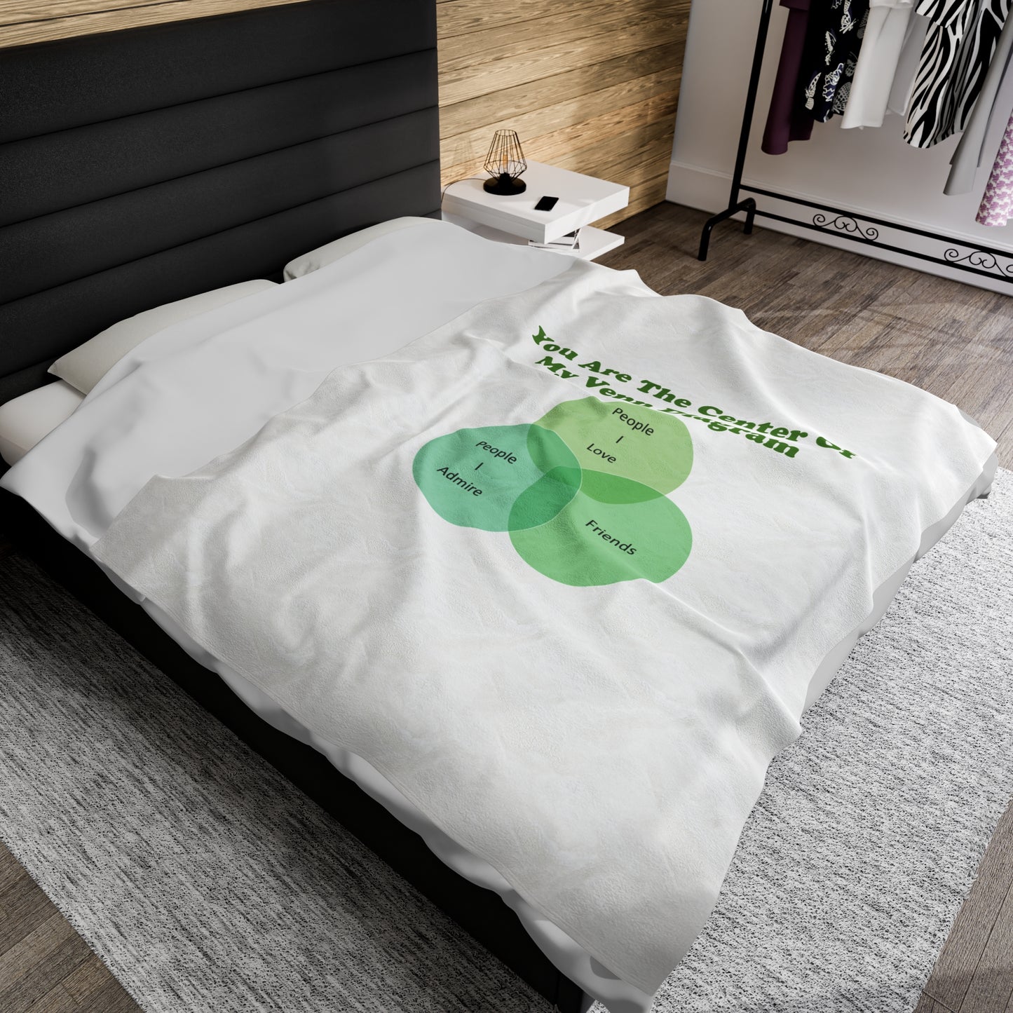 You Are The Center Of My Venn Diagram Green Velveteen Plush Blanket