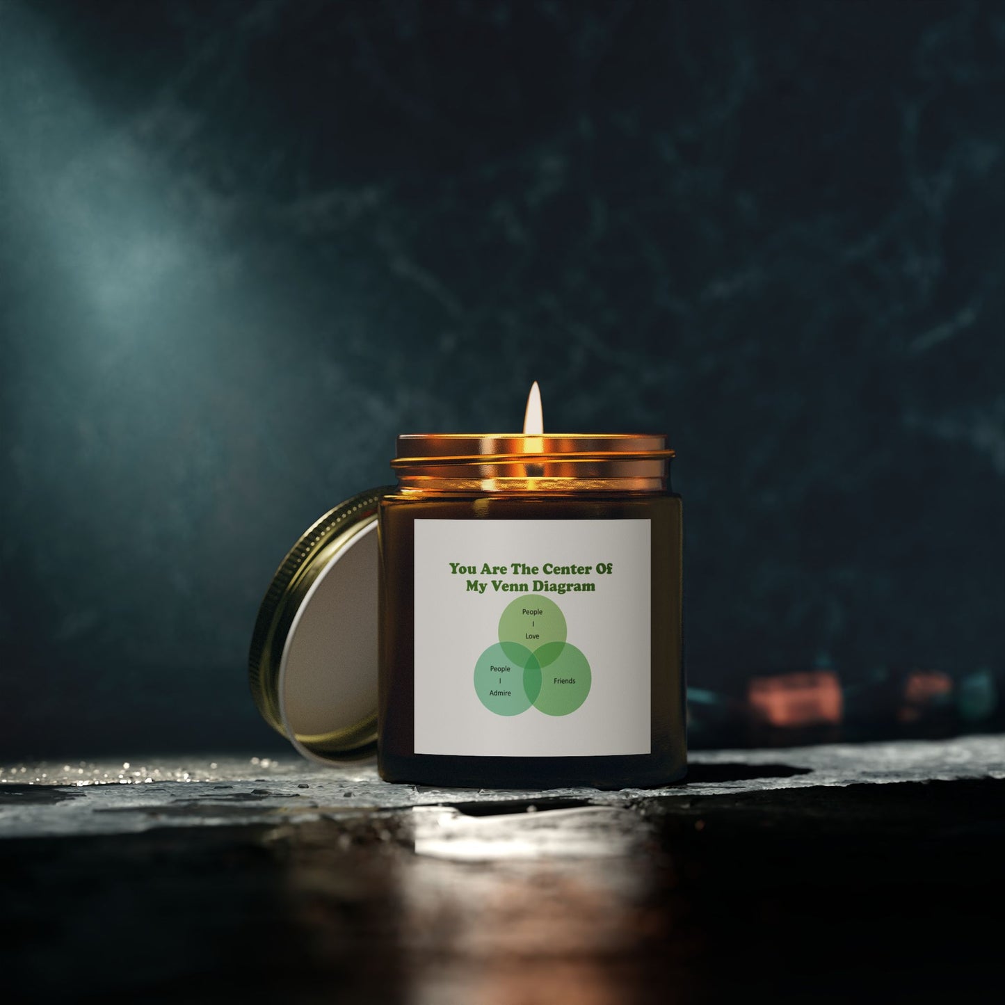 You Are The Center Of My Venn Diagram Green Scented Candles, Coconut Apricot Wax (4oz, 9oz)