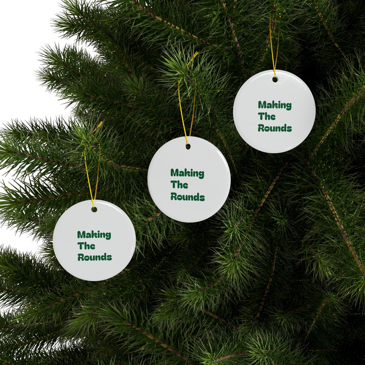 Making The Rounds Green Ceramic Ornaments, 2-Side Print, (1pc, 3pcs, 5pcs, 10pcs)