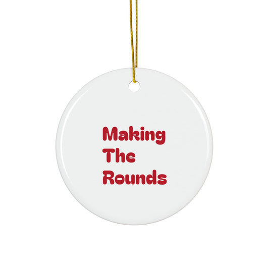 Making The Rounds Red Ceramic Ornaments, 2-Side Print, (1pc, 3pcs, 5pcs, 10pcs)