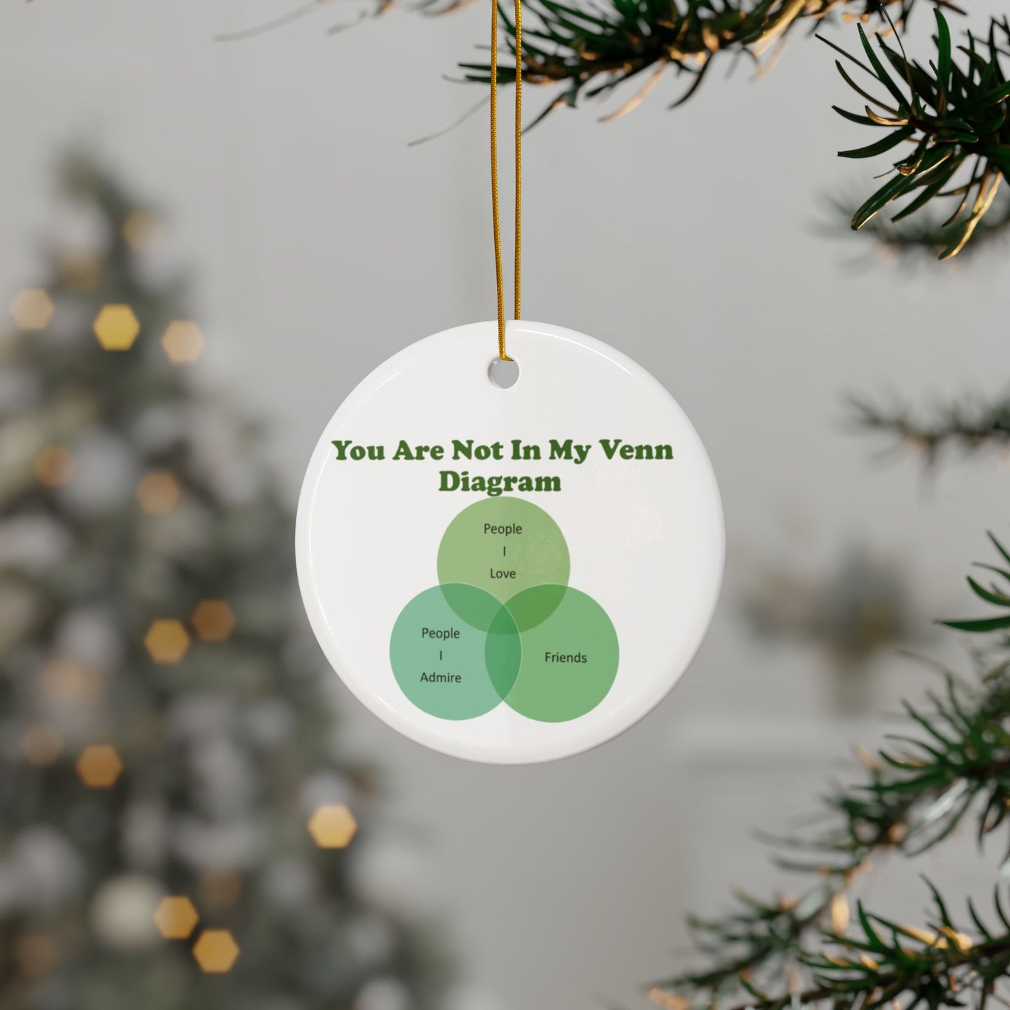 You Are Not In My Venn Diagram Green Ceramic Ornaments, 2-Side Print, (1pc, 3pcs, 5pcs, 10pcs)