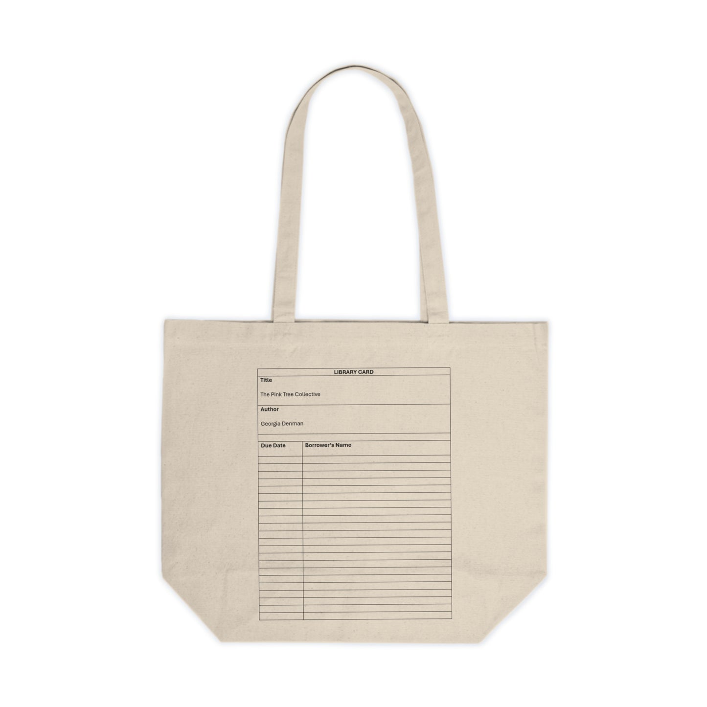 The Pink Tree Collective Cover / Library Card Canvas Shopping Tote