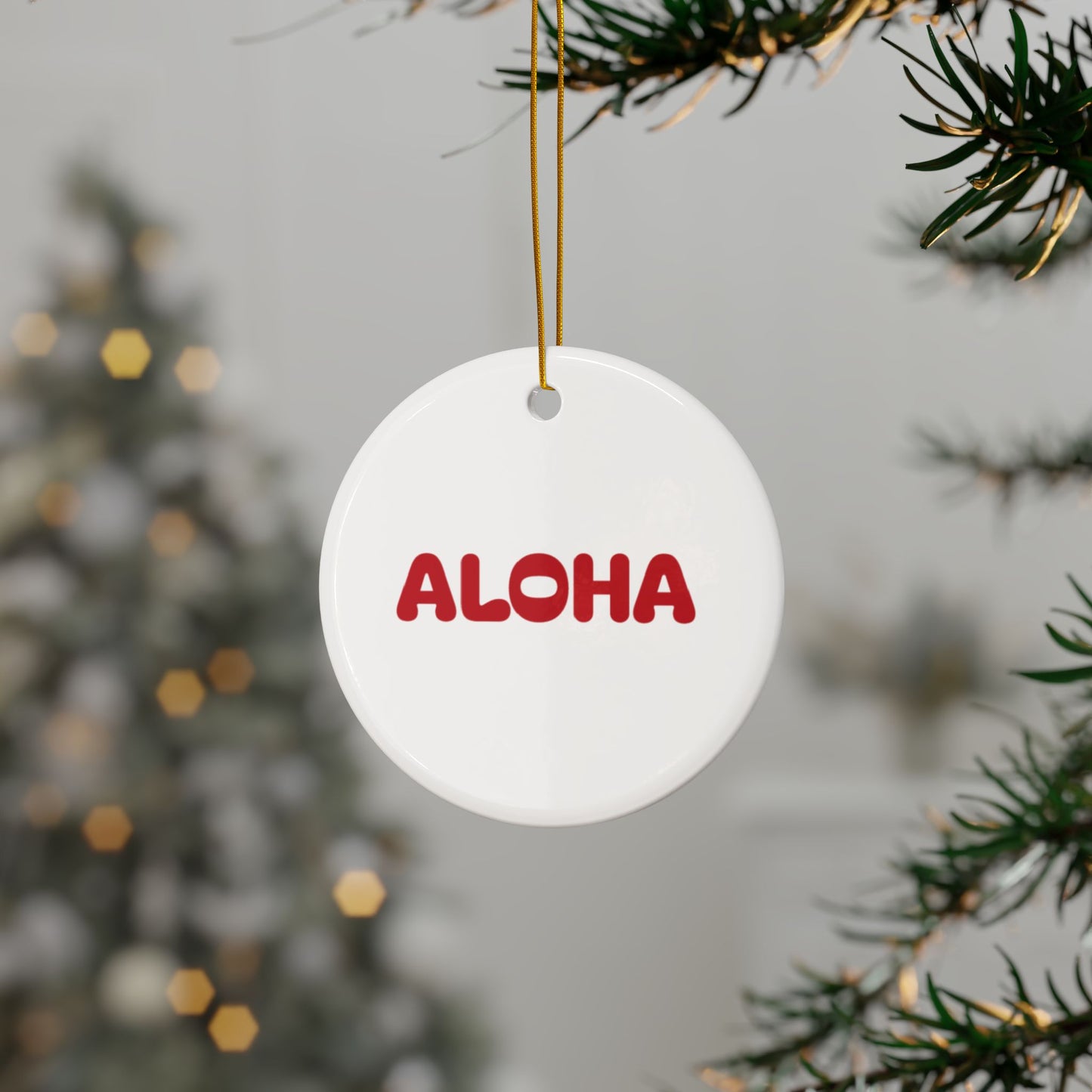 Aloha Red Decorative Ceramic Ornaments, Double-Sided (1pc, 3pcs, 5pcs, 10pcs)