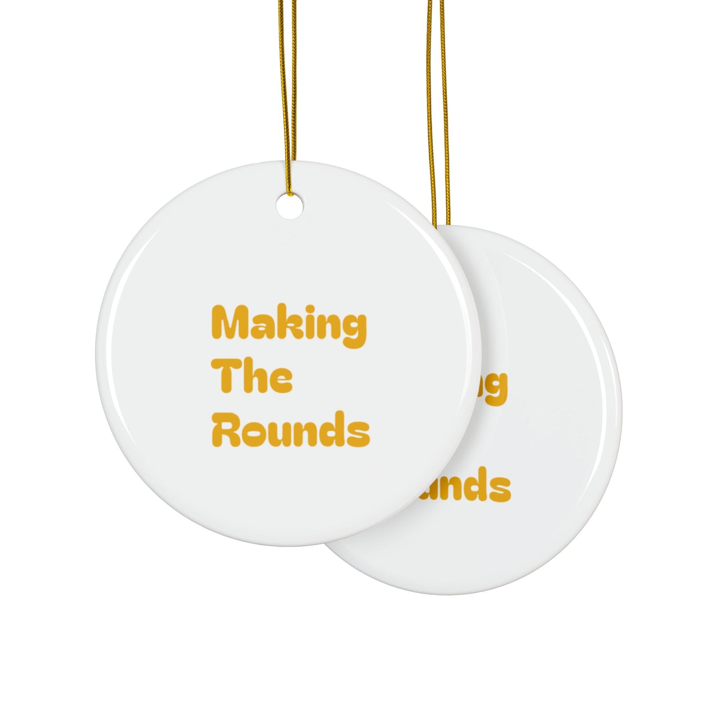 Making The Rounds Yellow Ceramic Ornaments, 2-Side Print, (1pc, 3pcs, 5pcs, 10pcs)