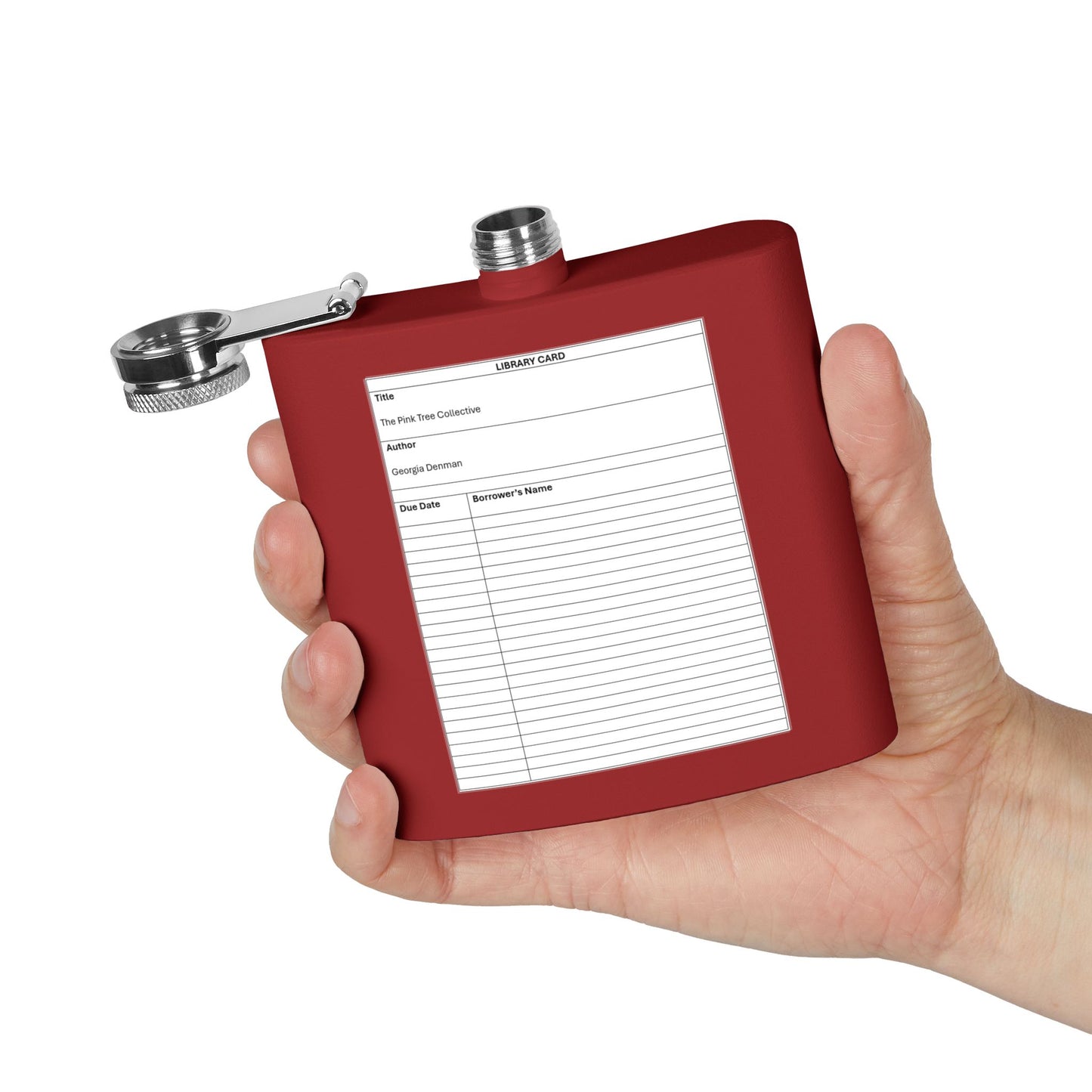 Library Card Stainless Steel Flask — 6oz Novelty Bookish Hip Flask