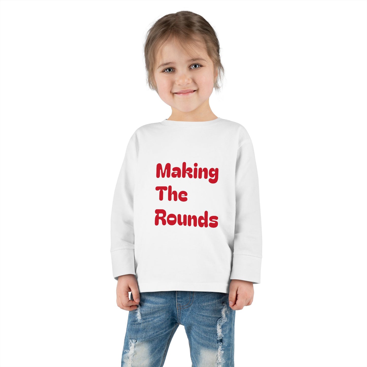 Making The Rounds Red Toddler Long Sleeve Tee