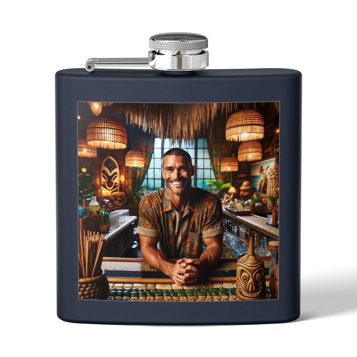Tiki Bar Flask – 6oz Stainless Steel Hipster Cocktail Hip Flask
