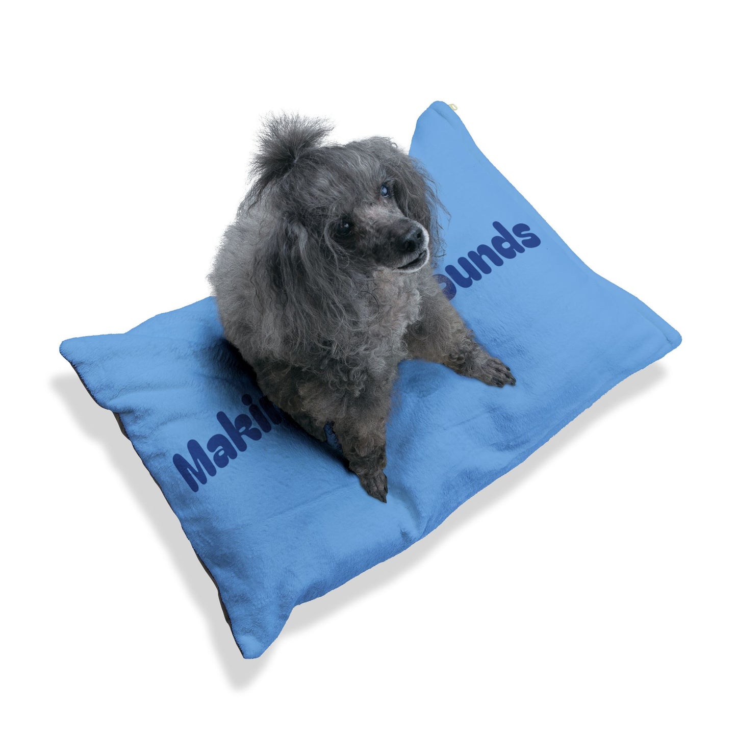 Making The Rounds Light Blue with Dark Blue Pet Bed