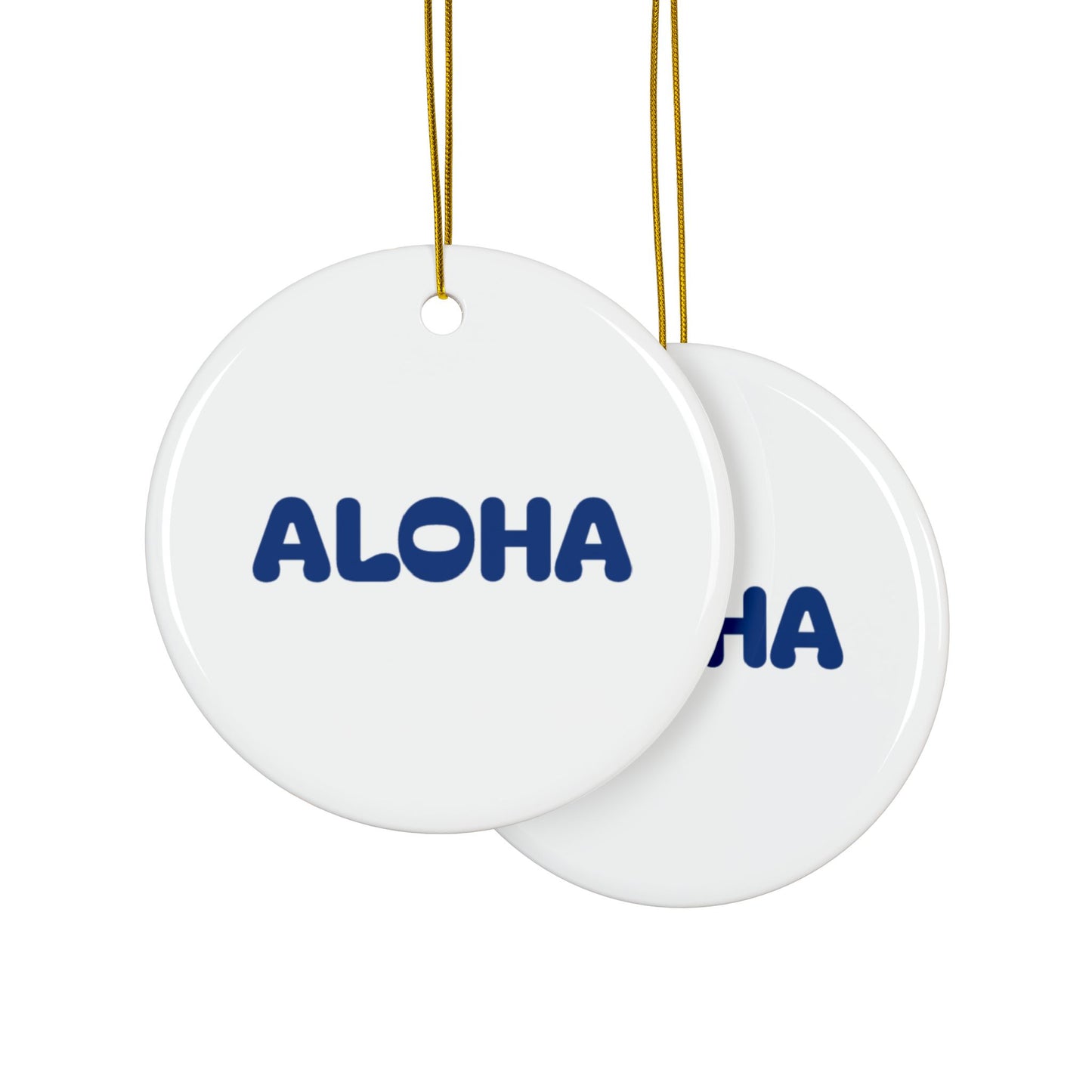 Aloha Dark Blue Decorative Ceramic Ornaments, Double-Sided (1pc, 3pcs, 5pcs, 10pcs)