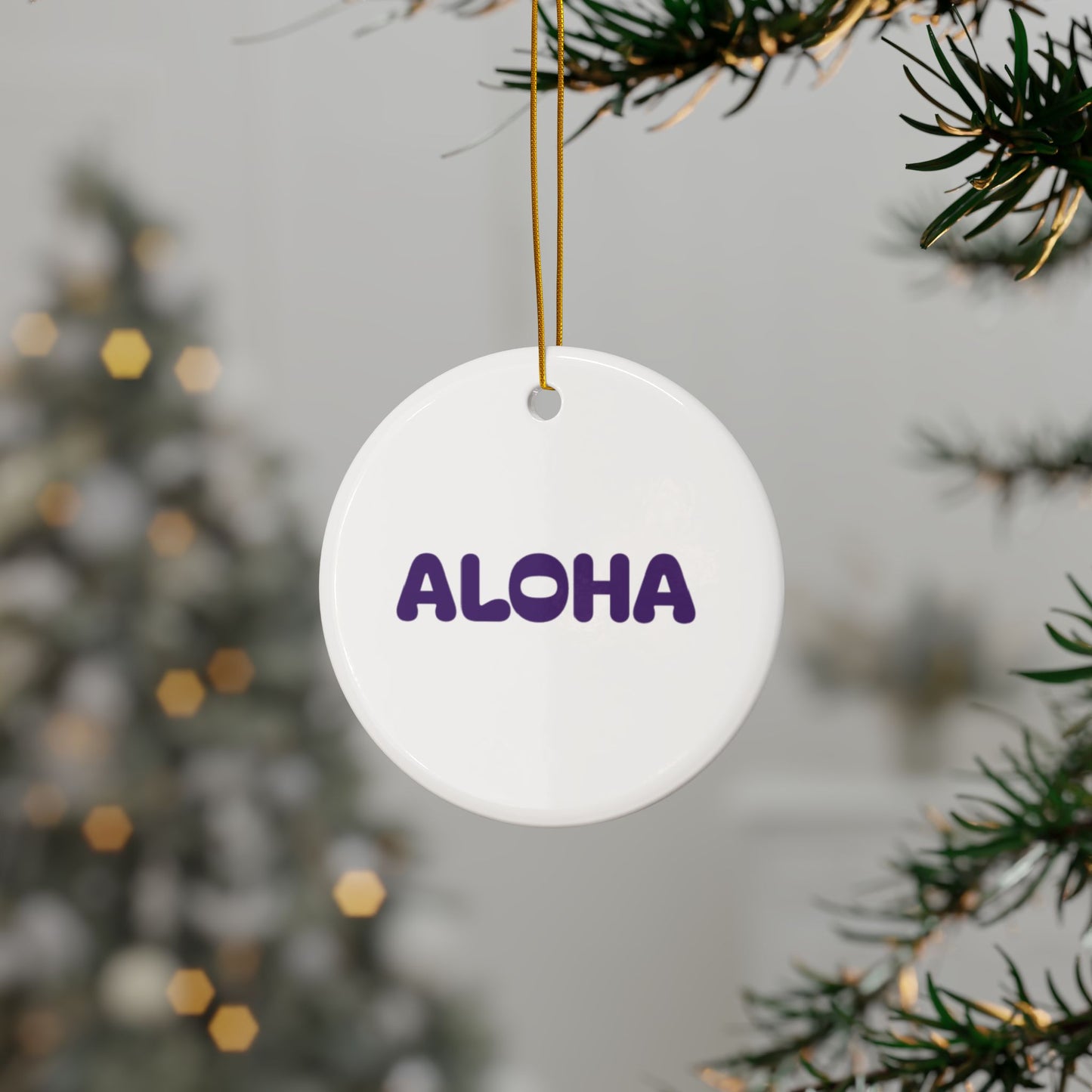 Aloha Purple Decorative Ceramic Ornaments, Double-Sided (1pc, 3pcs, 5pcs, 10pcs)