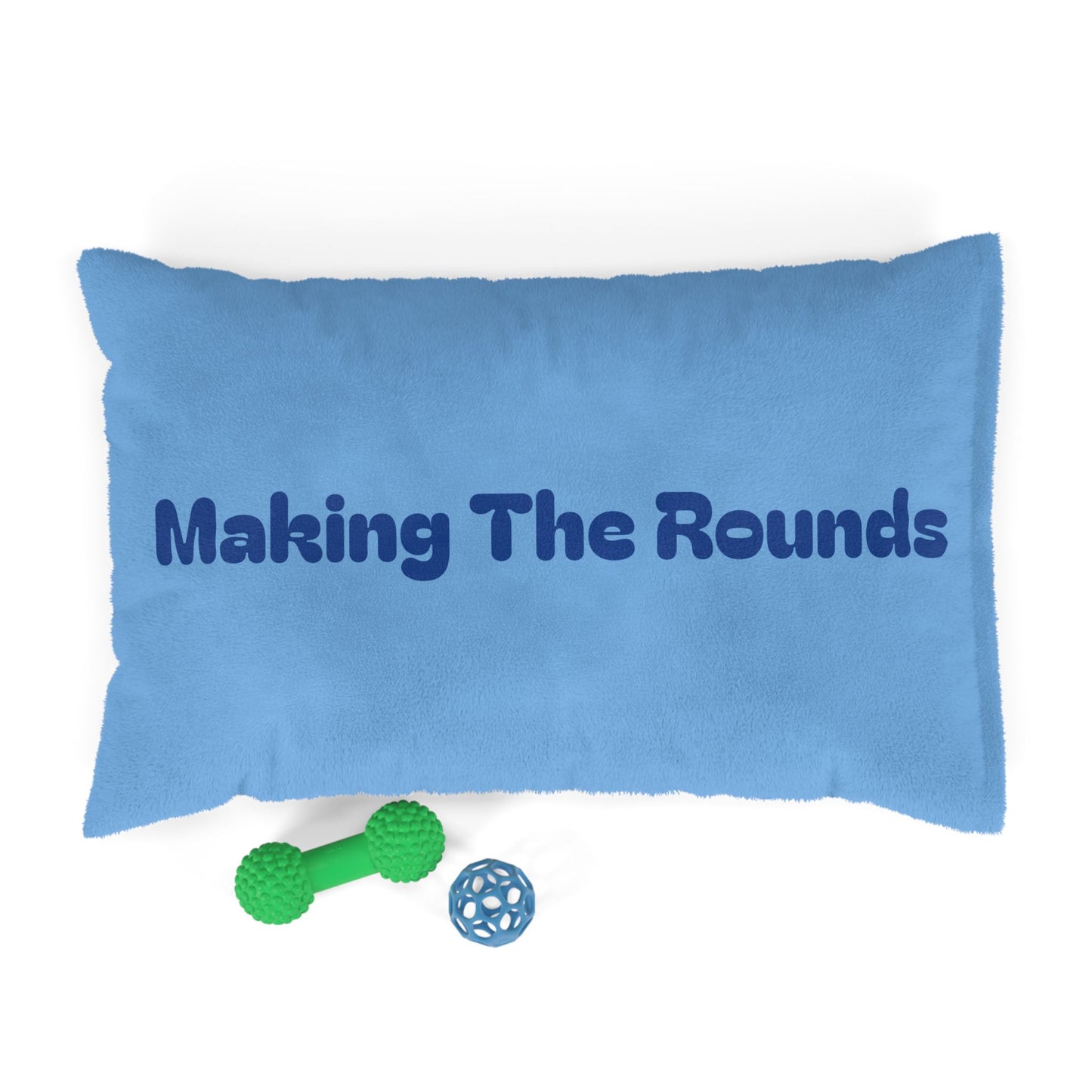 Making The Rounds Light Blue with Dark Blue Pet Bed