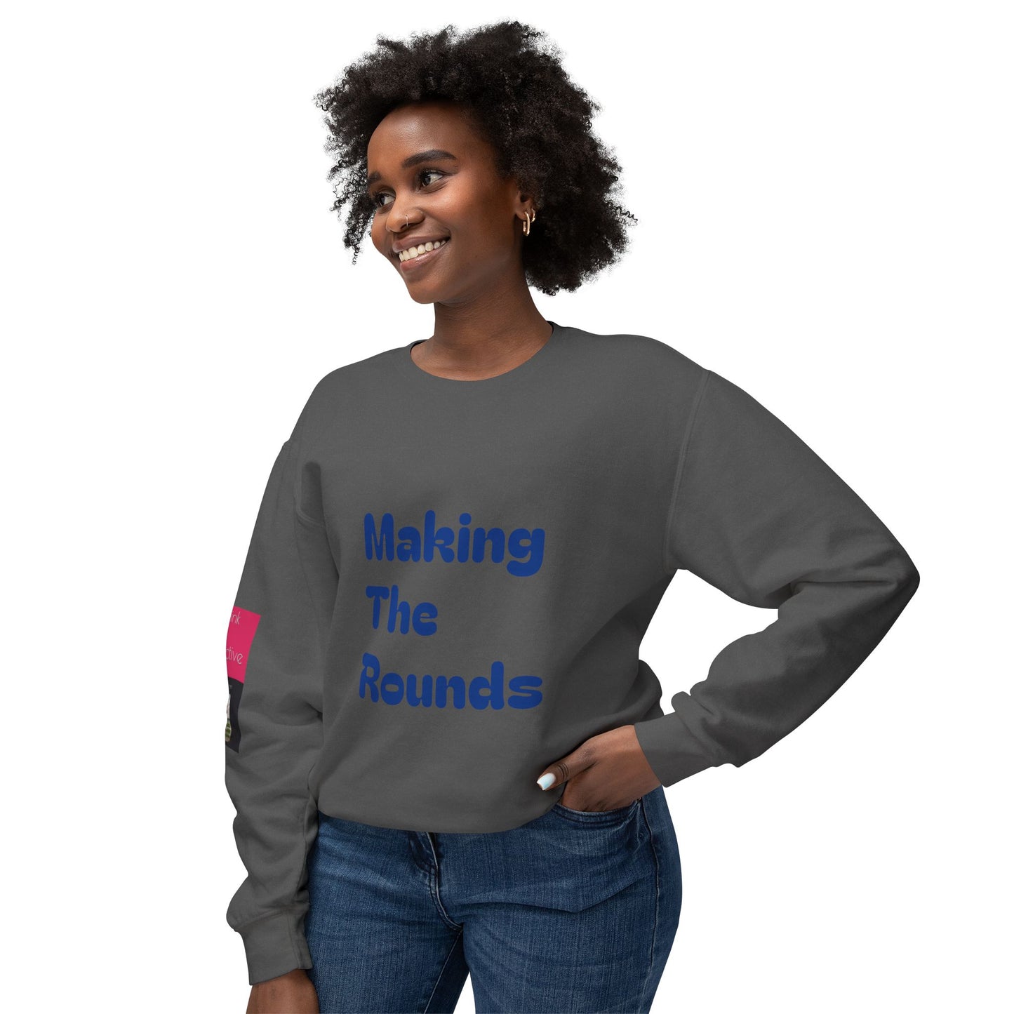 Making The Rounds Dark Blue Unisex Lightweight Crewneck Sweatshirt