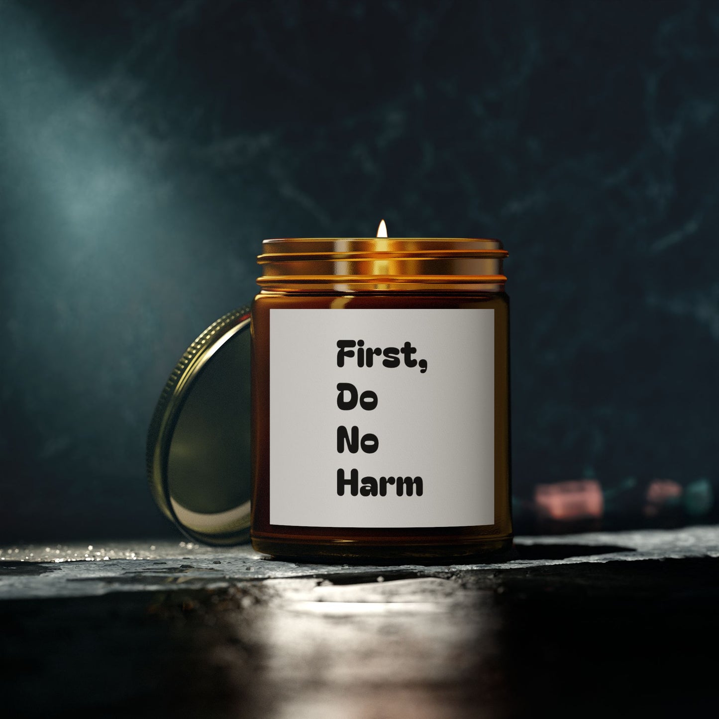 First Do No Harm black Scented Candles, Coconut Apricot Wax (4oz, 9oz)